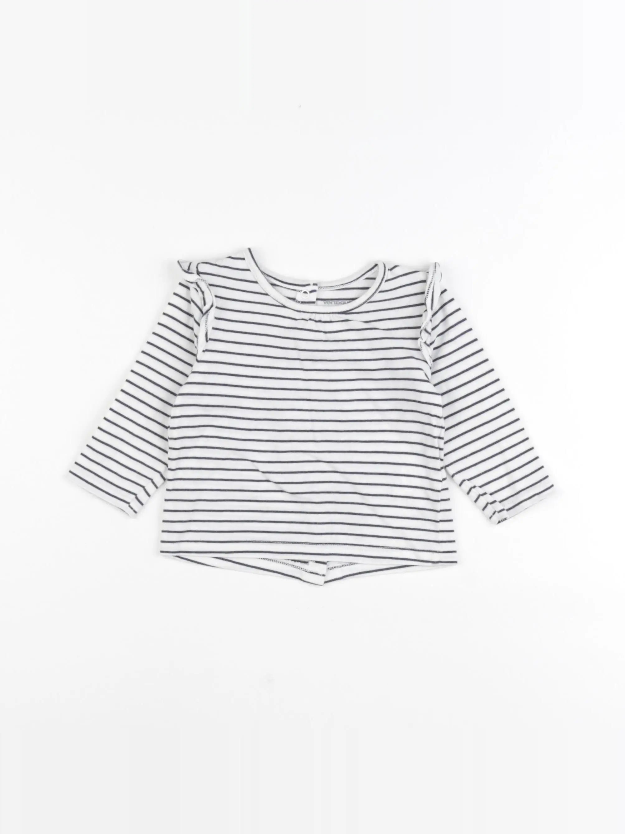 Vertbaudet - tee-shirt blanc, bleu - 6 mois
