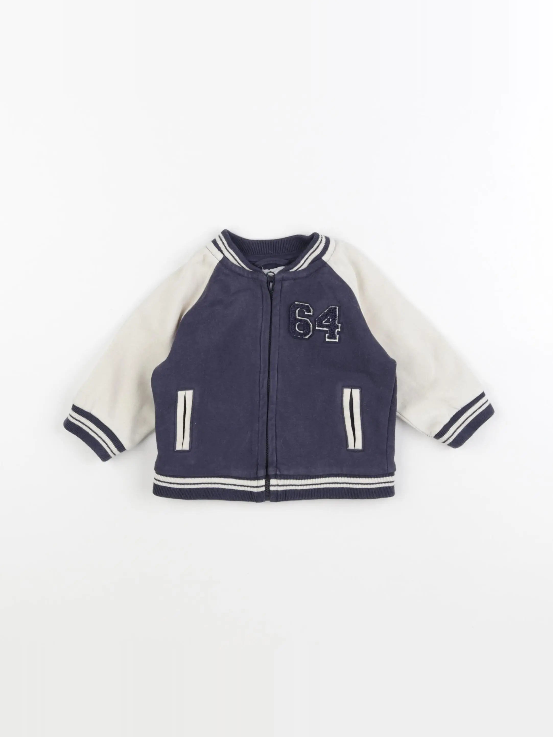 Vertbaudet - sweat bleu, blanc - 6 mois