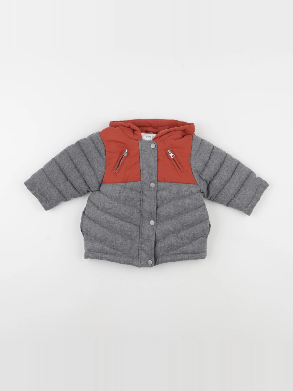 Vertbaudet - doudoune gris - 9 mois