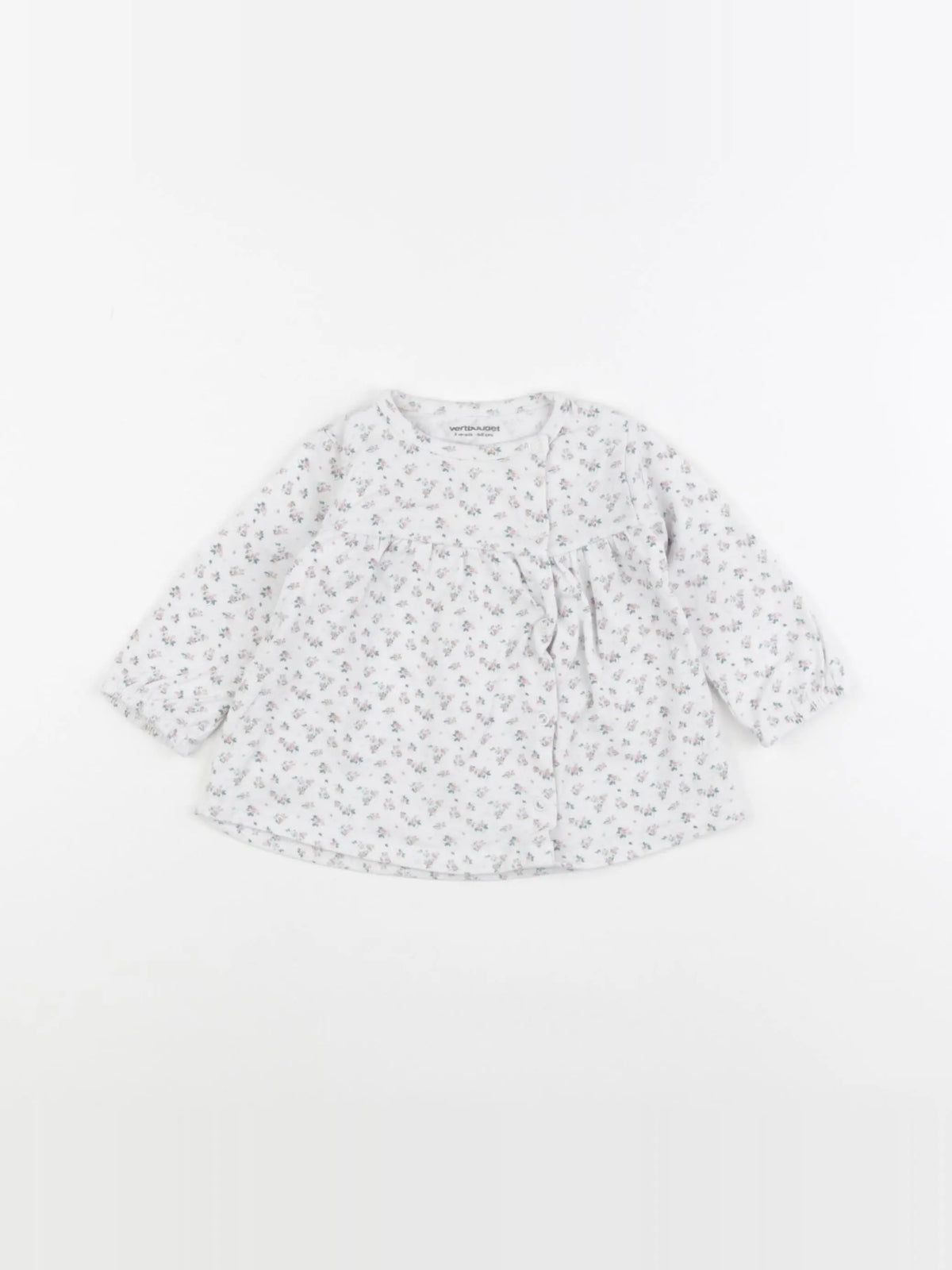 Vertbaudet - tee-shirt blanc, rose - 3 mois