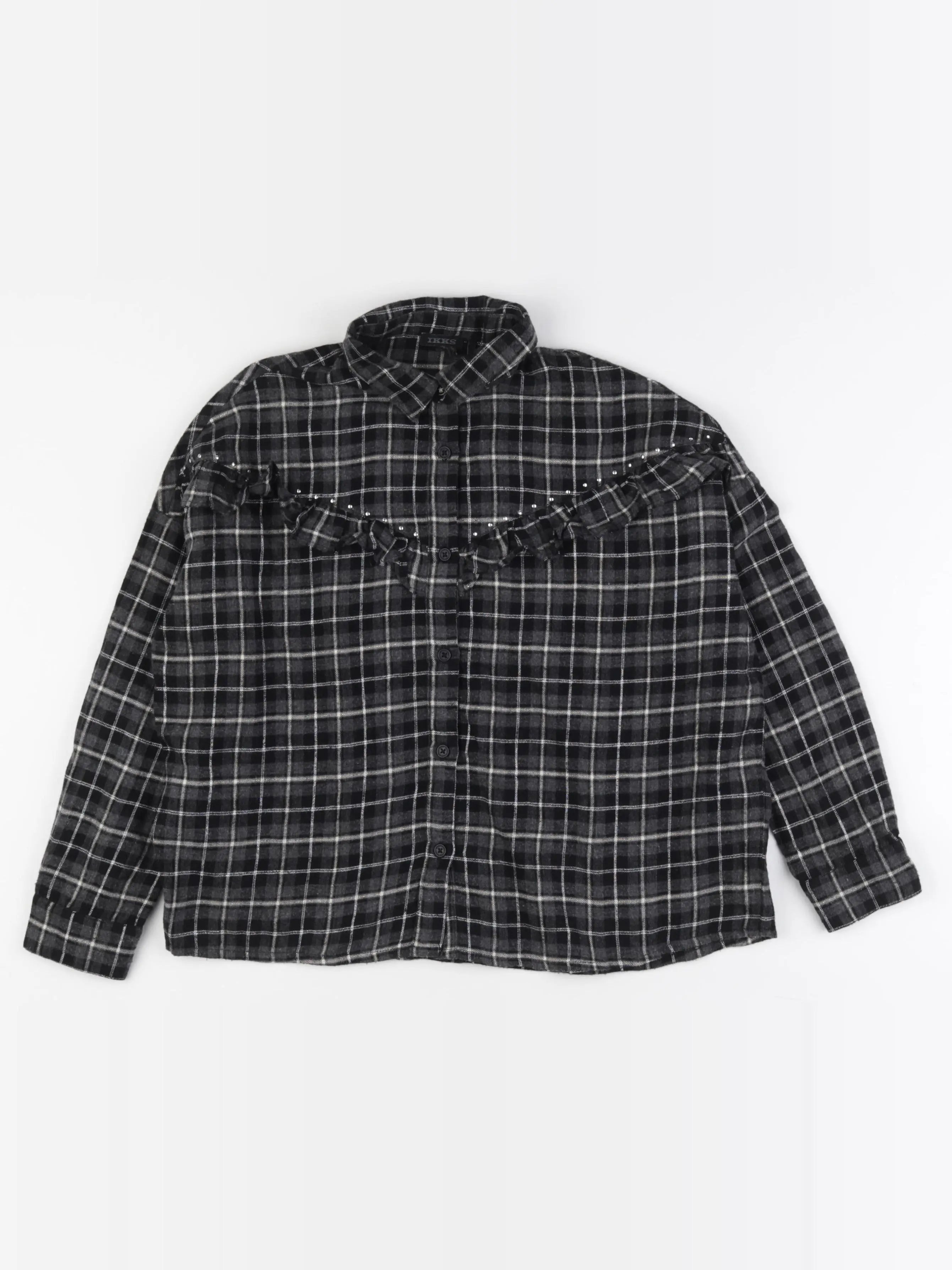 IKKS - blouse gris, noir, argent - 8 ans
