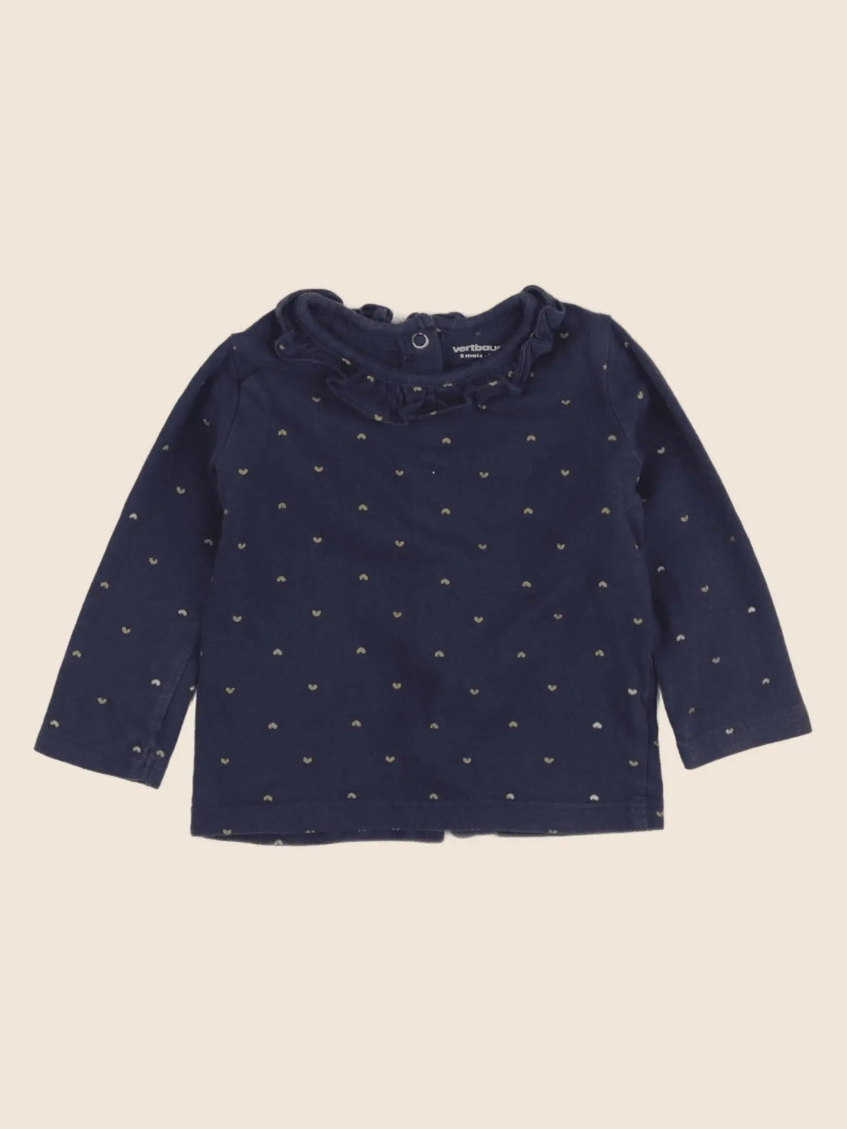 Vertbaudet - tee-shirt bleu, or - 9 mois