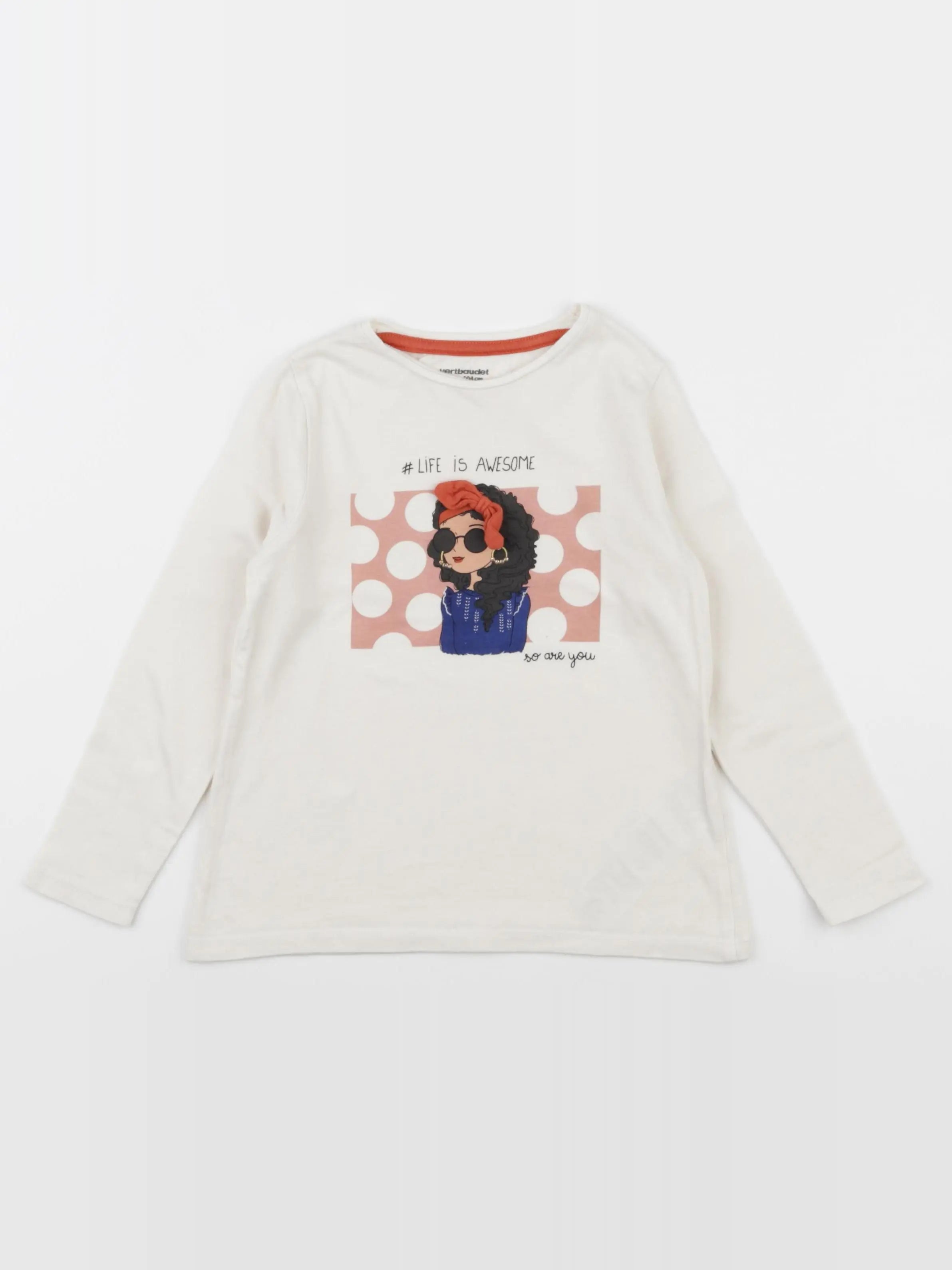 Vertbaudet - tee-shirt beige - 4 ans
