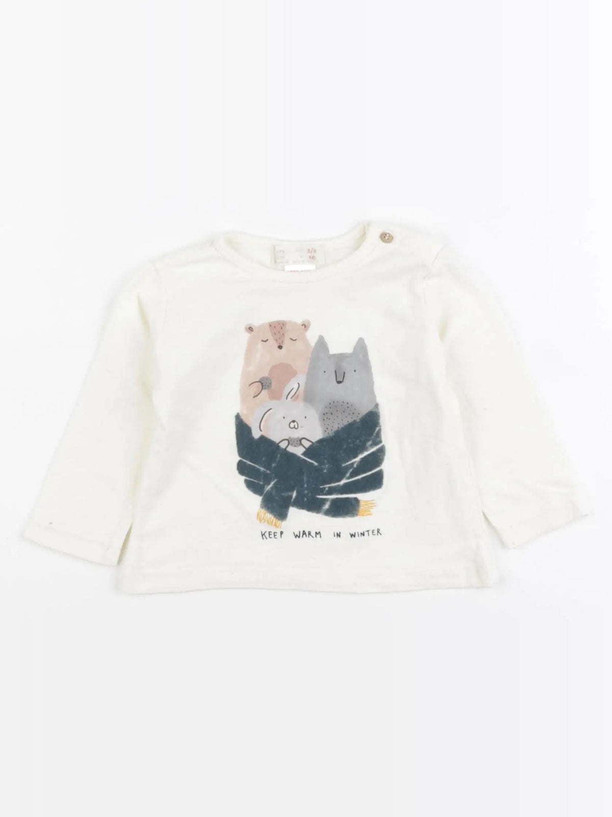 Zara - tee-shirt beige - 3/6 mois