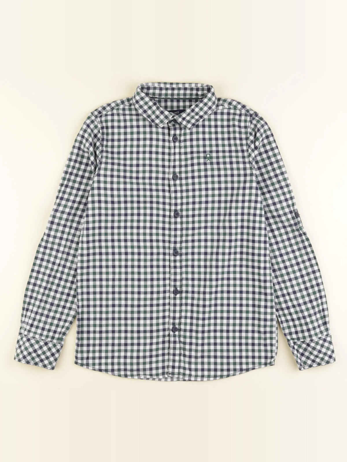 Okaidi - chemise blanc, bleu, vert - 10 ans