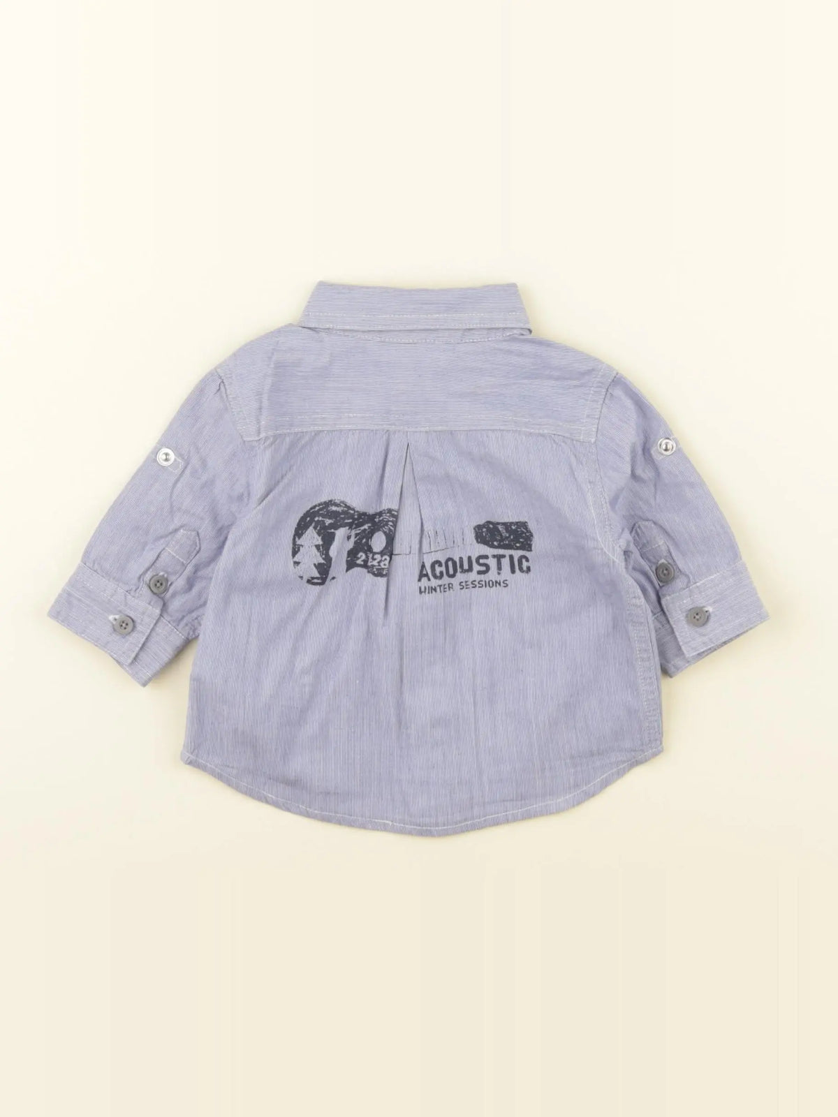 Vertbaudet - chemise imprimé au dos bleu - 3 mois