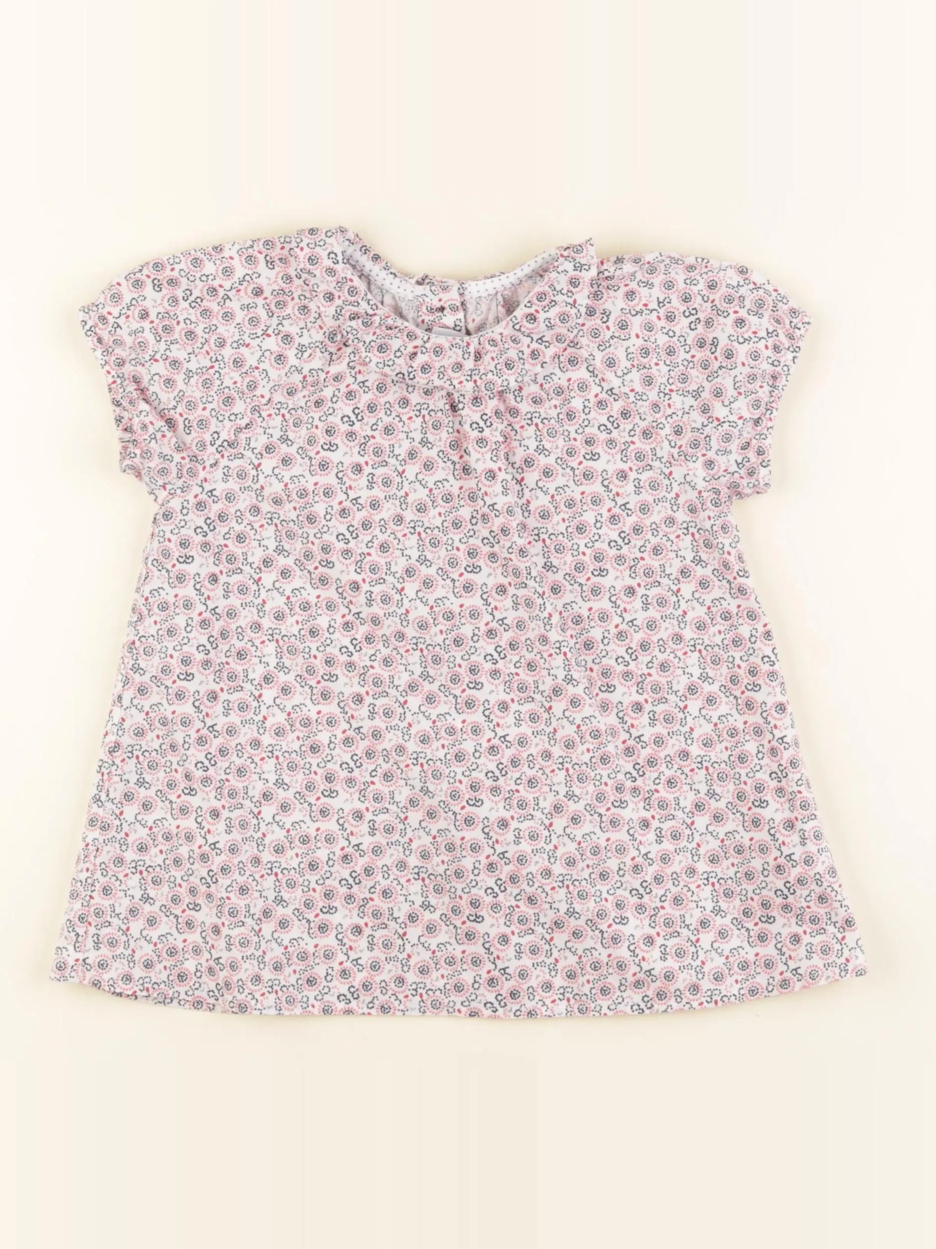 Petit Bateau - robe blanc, rouge - 24 mois