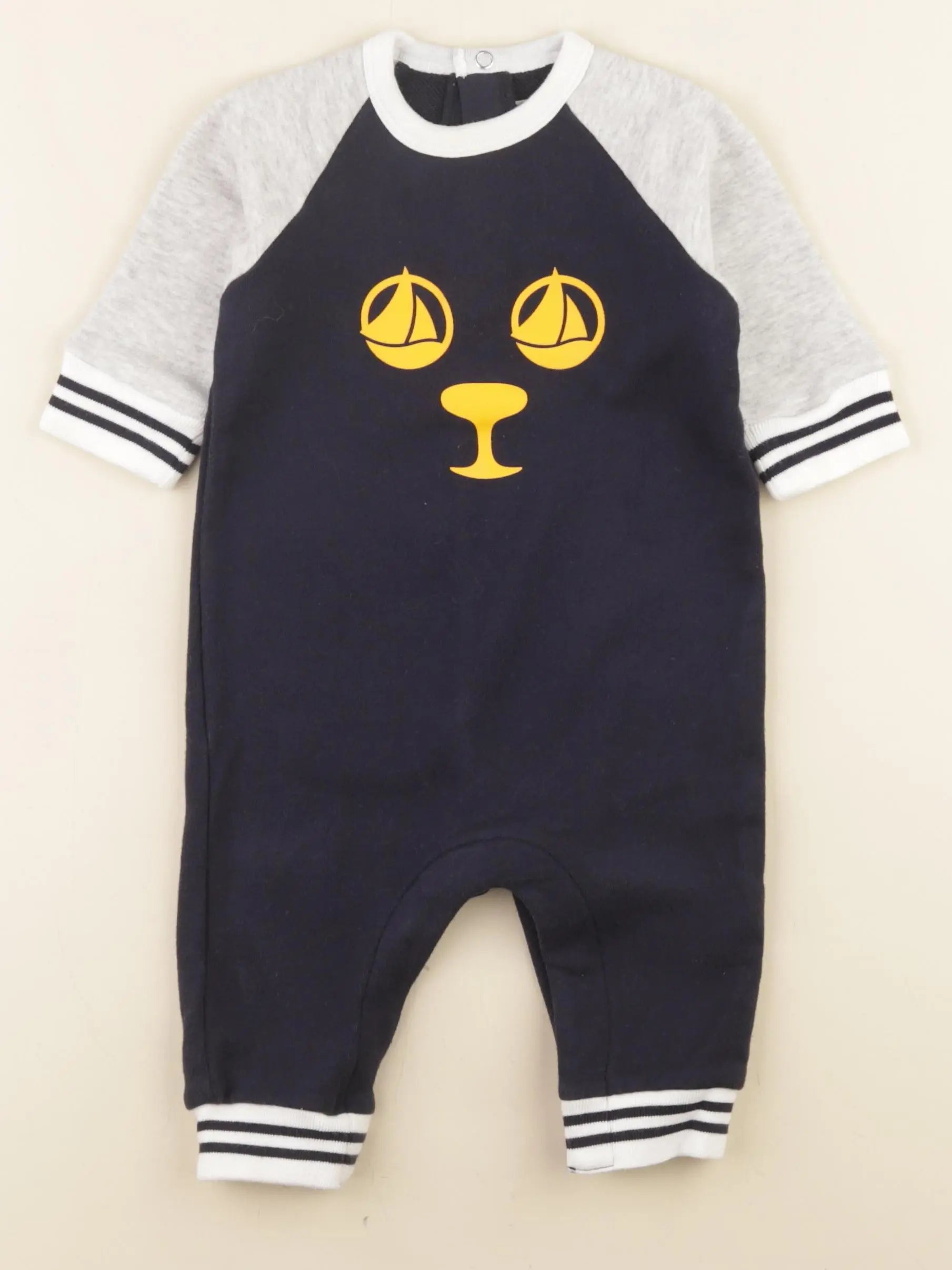 Petit Bateau - combinaison bleu, gris - 6 mois