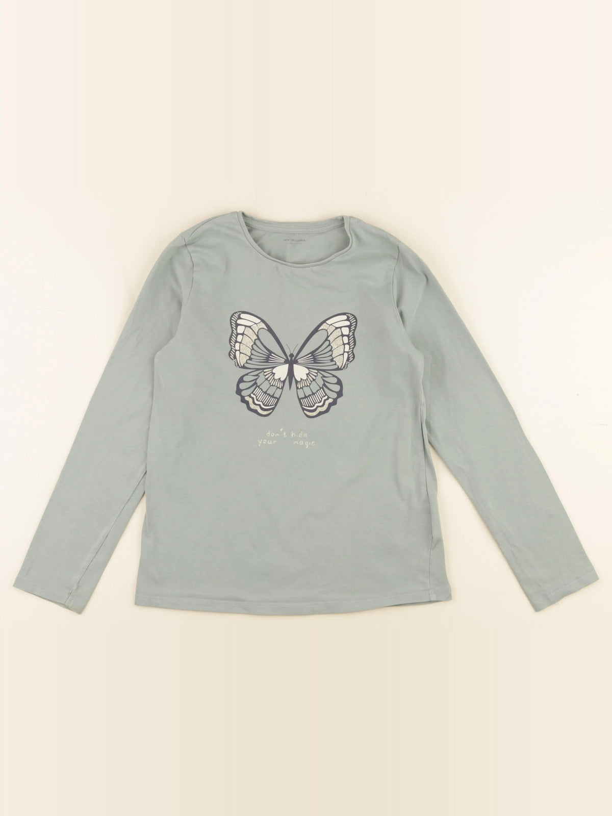 Vertbaudet - tee-shirt vert, argent - 10 ans
