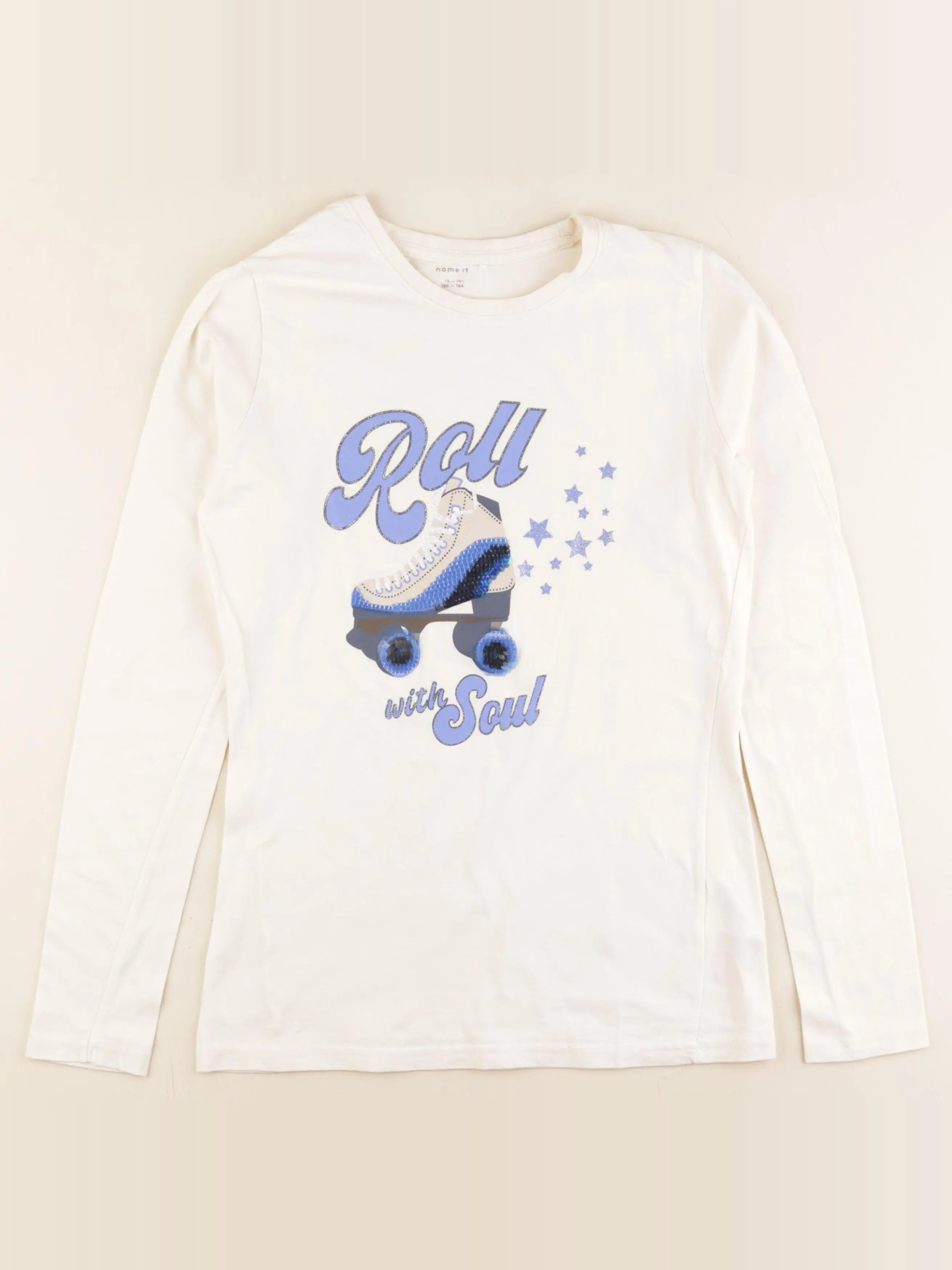 Name it - tee-shirt beige, argent - 13/14 ans