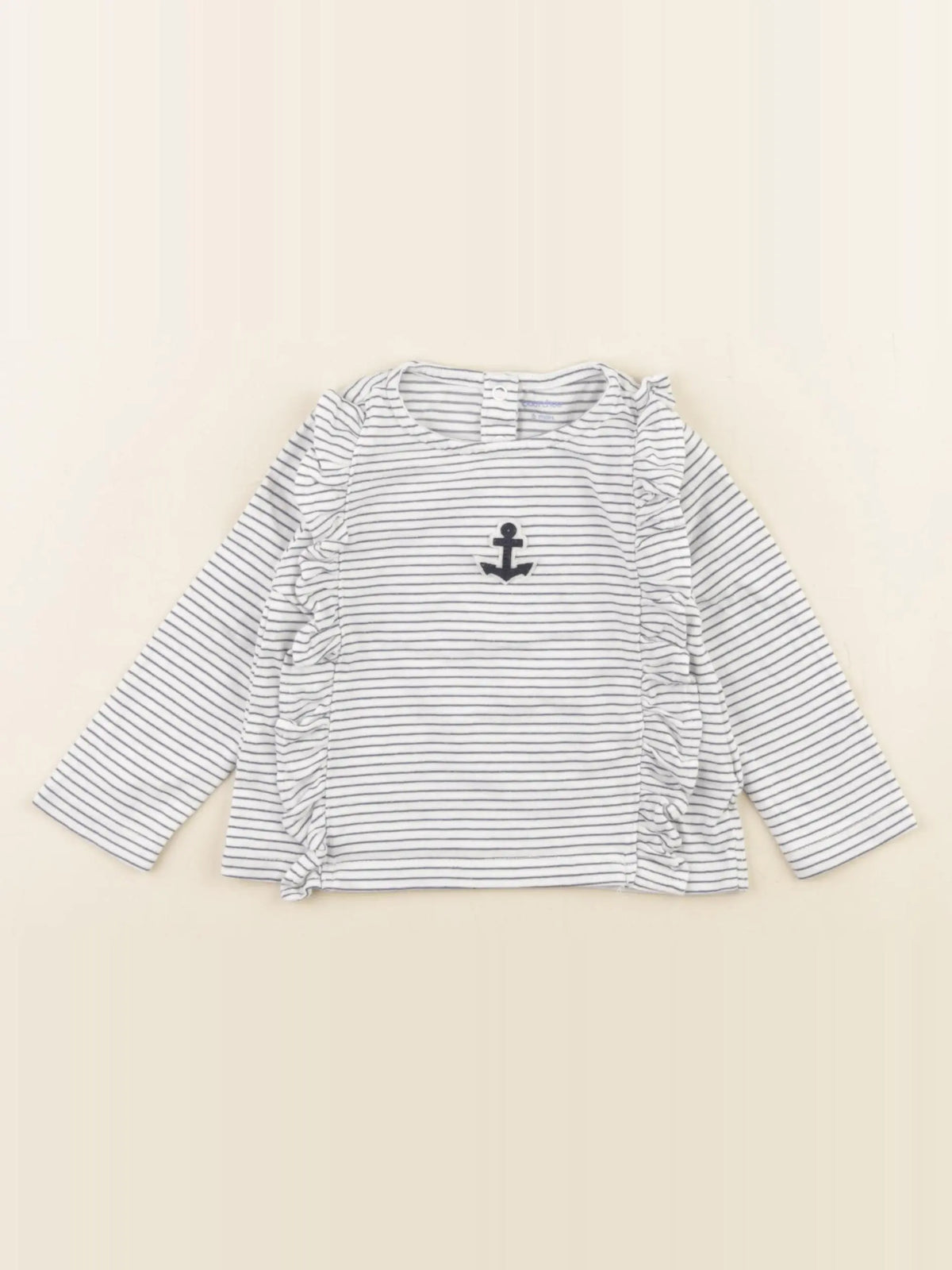 Boutchou - tee-shirt blanc, bleu - 6 mois