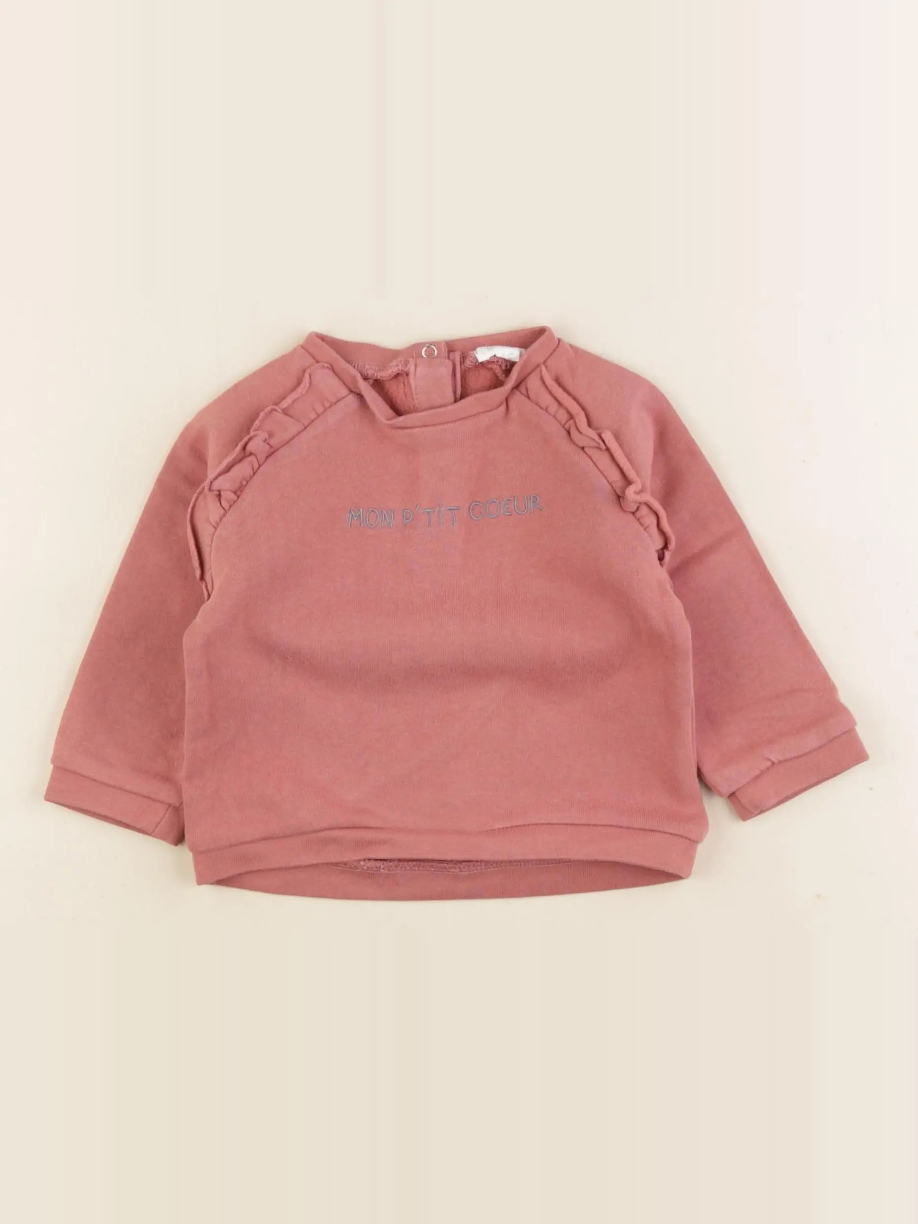 Vertbaudet - sweat rose - 9 mois