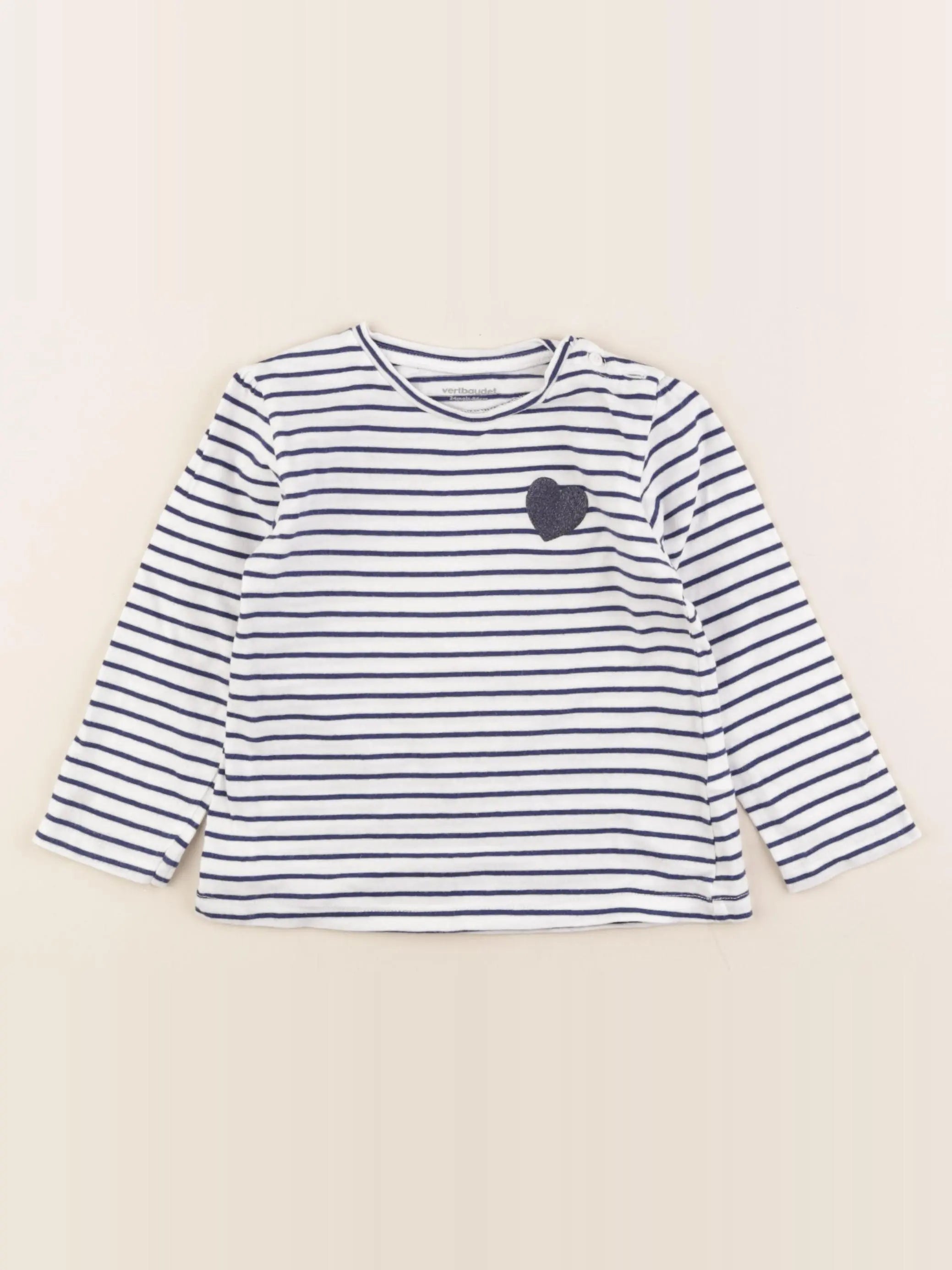 Vertbaudet - tee-shirt blanc, bleu - 24 mois