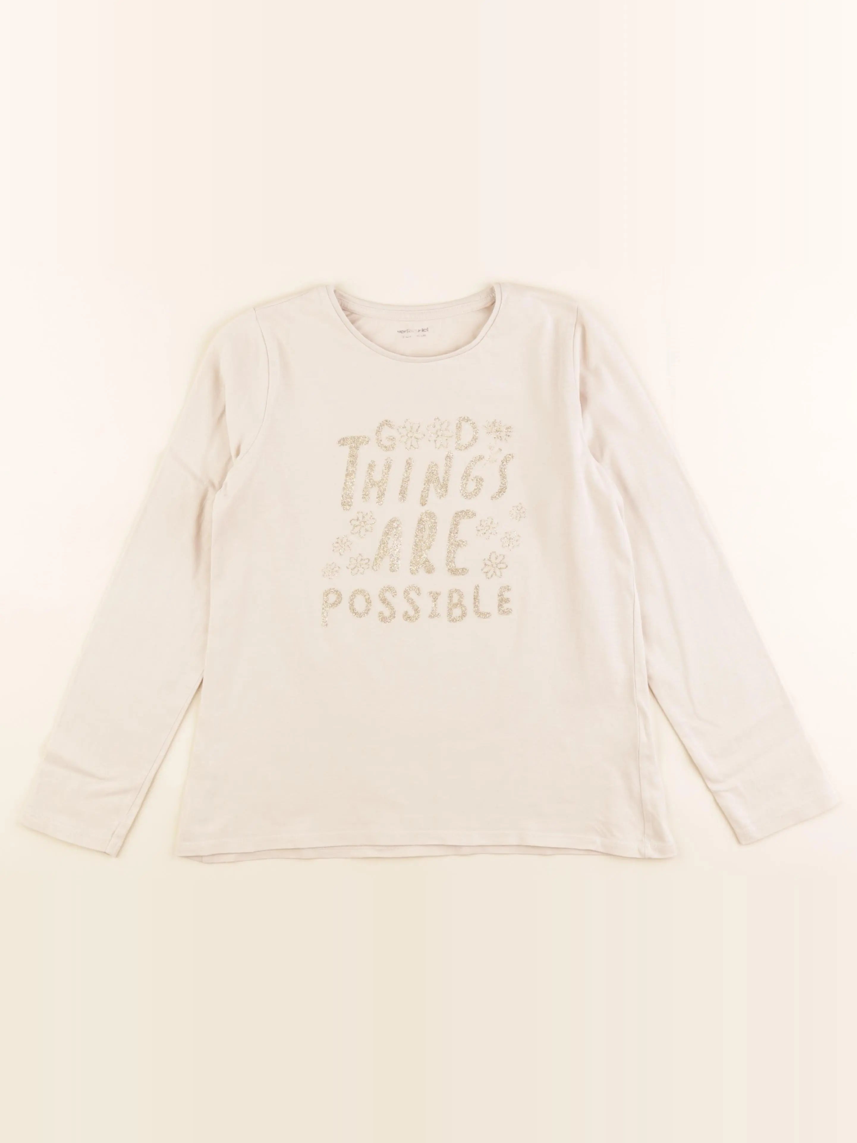 Vertbaudet - tee-shirt beige - 10 ans