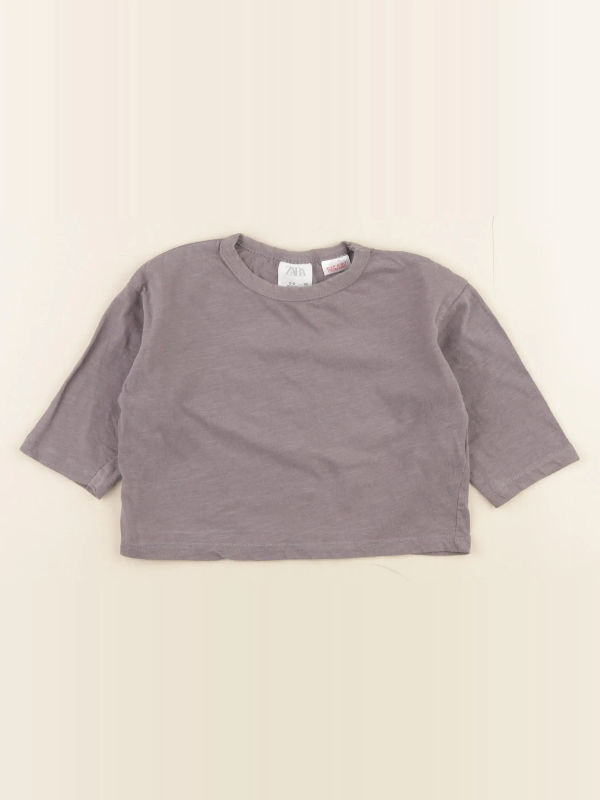 Zara - tee-shirt gris - 6/9 mois