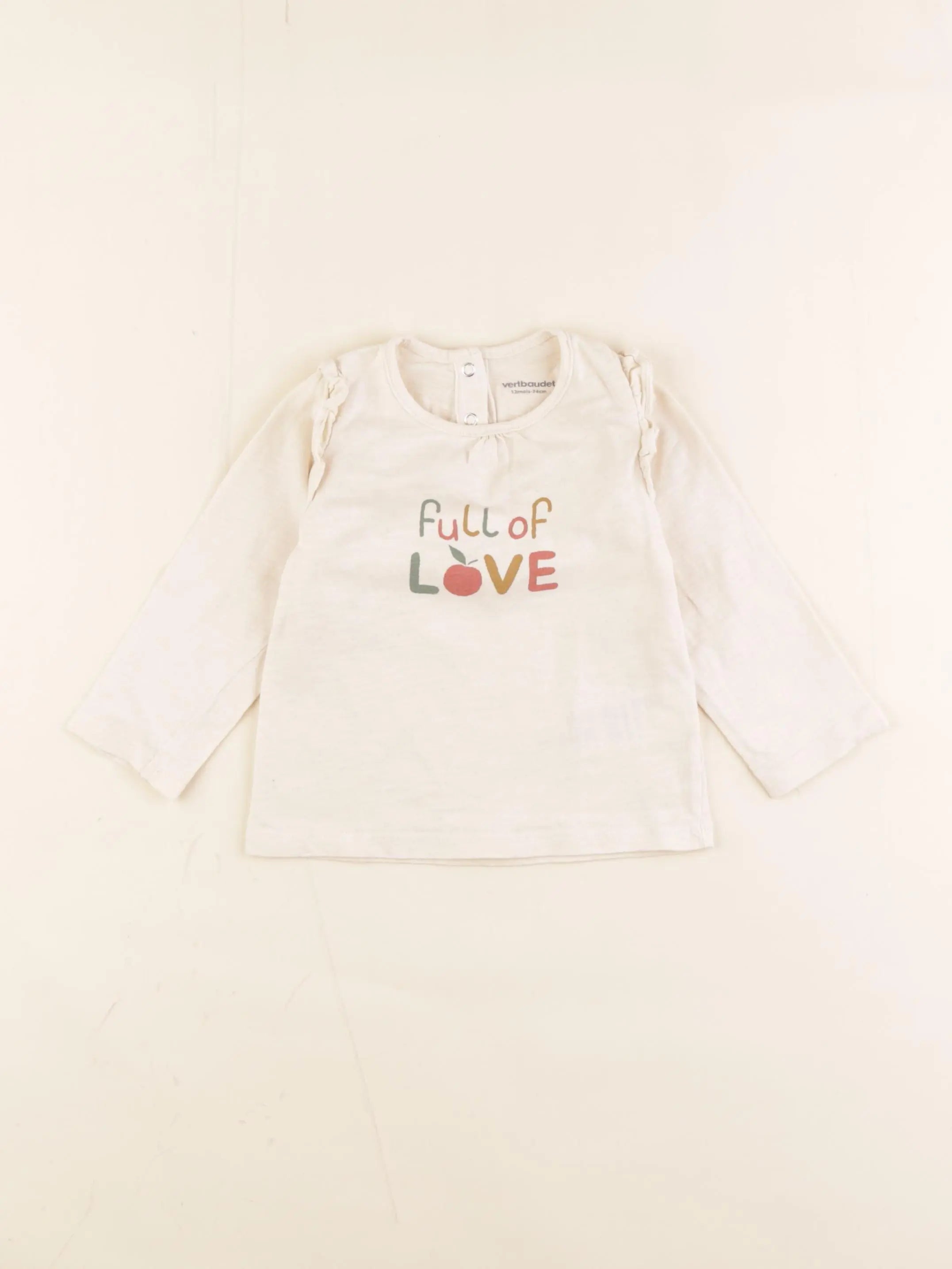 Vertbaudet - tee-shirt beige - 12 mois