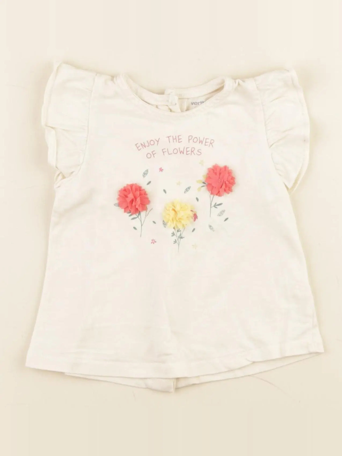 Vertbaudet - tee-shirt beige - 6 mois