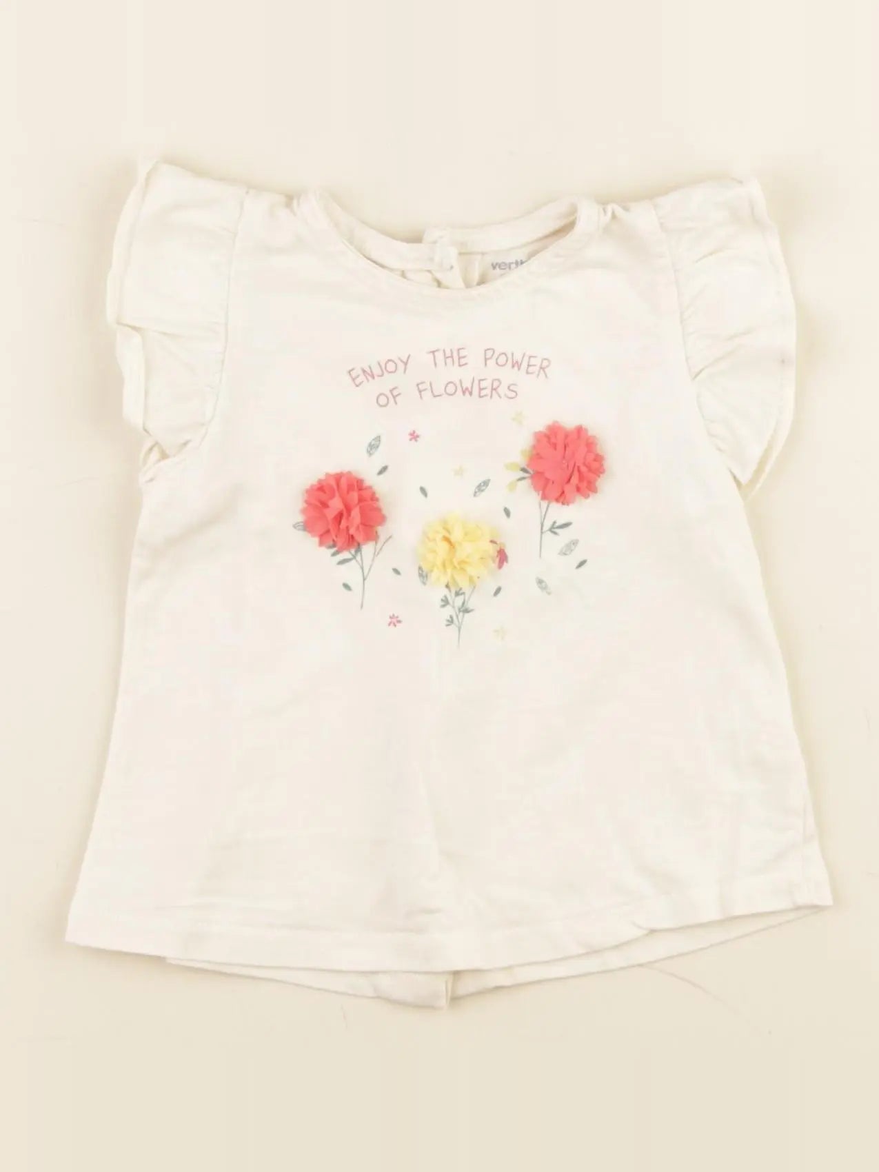 Vertbaudet - tee-shirt beige - 6 mois
