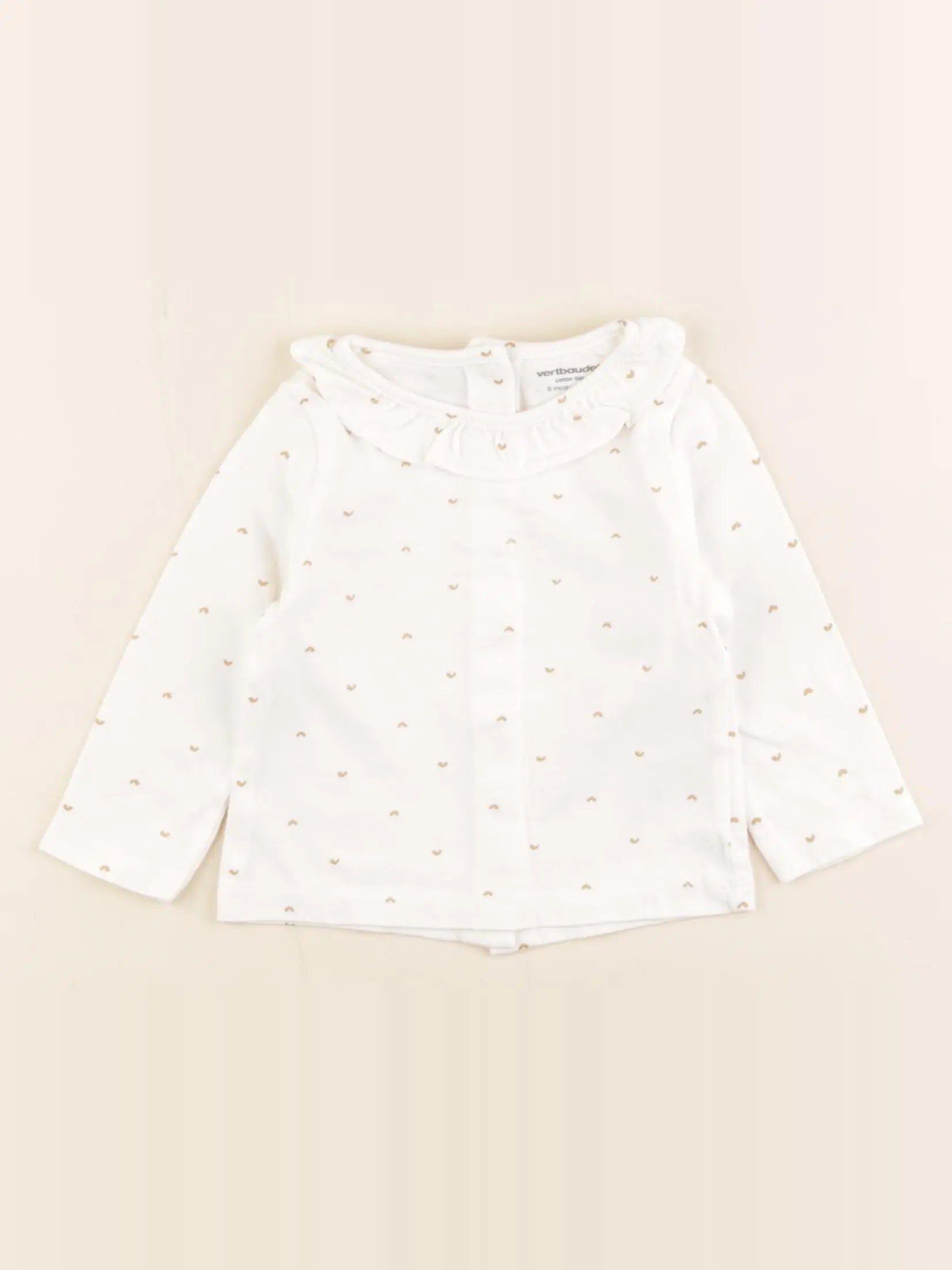 Vertbaudet - tee-shirt beige, or - 6 mois
