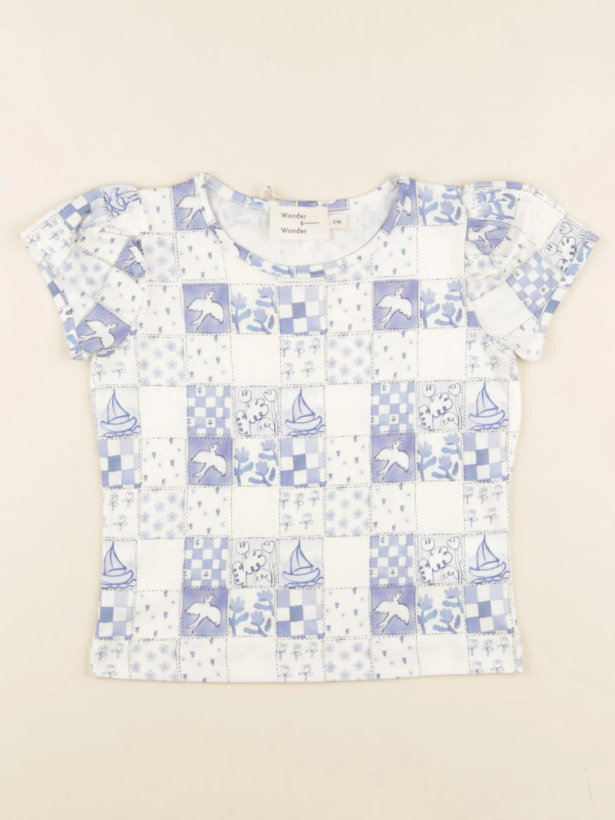 Tee-shirt blanc, bleu