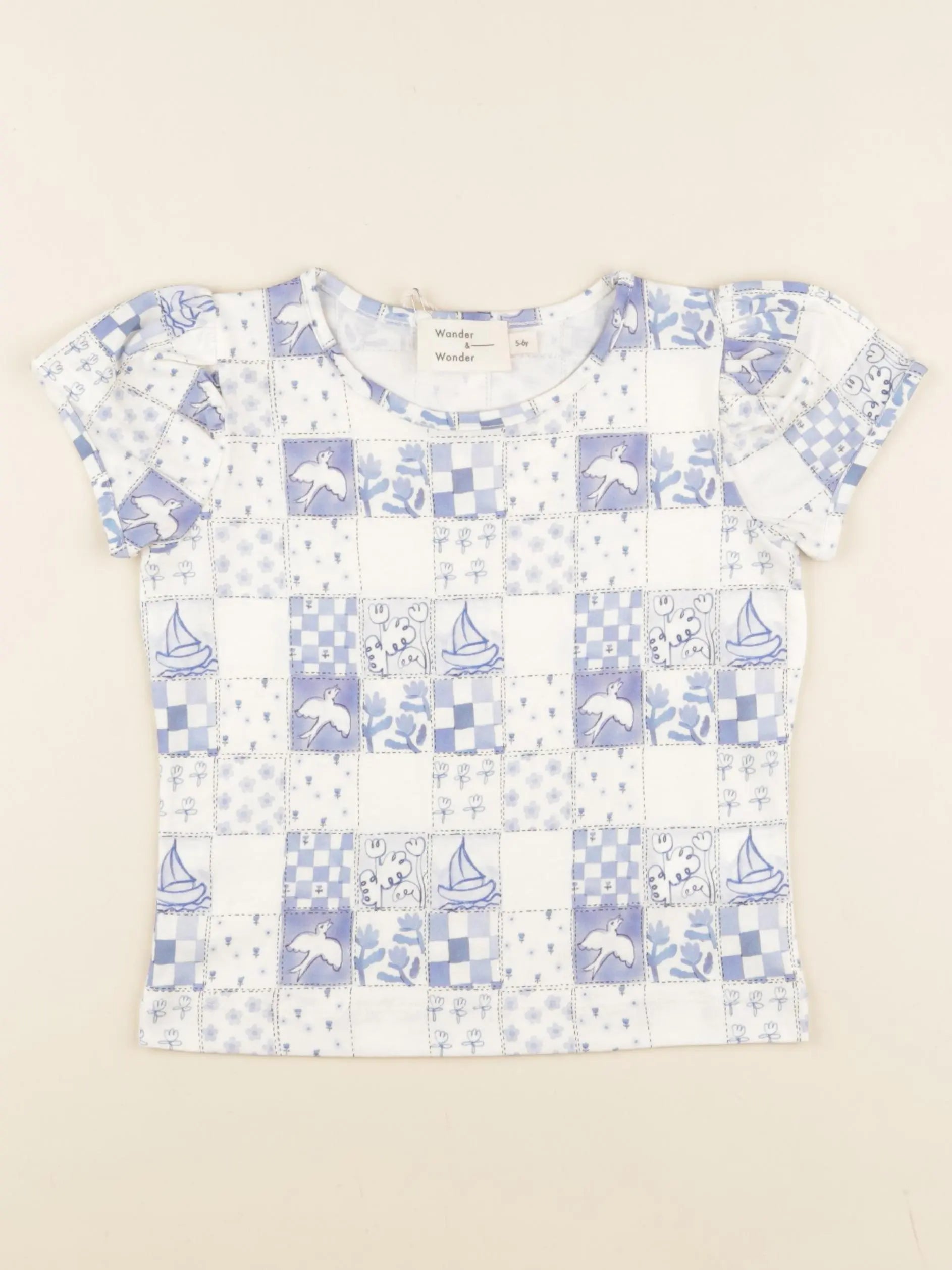 Tee-shirt blanc, bleu