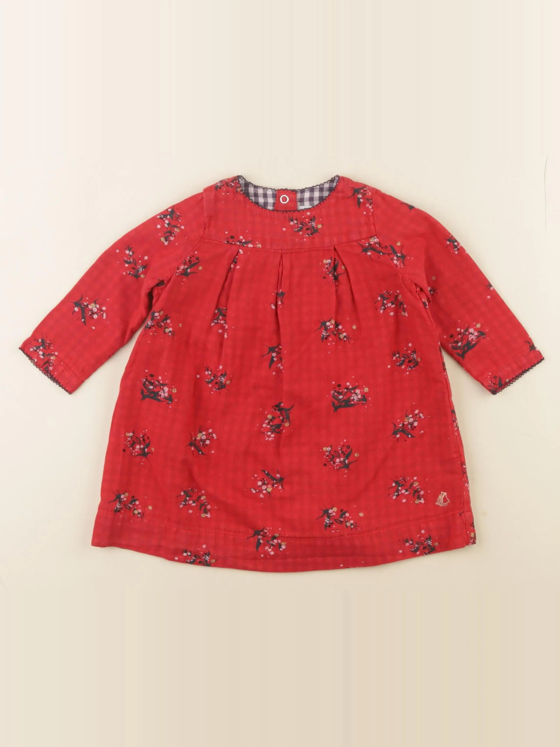 Petit Bateau - robe rouge, or - 12 mois