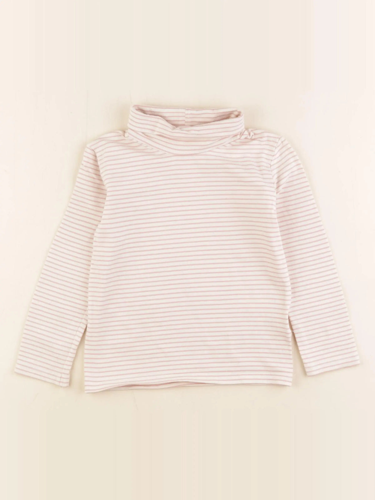 Vertbaudet - sous-pull blanc, rose - 4 ans