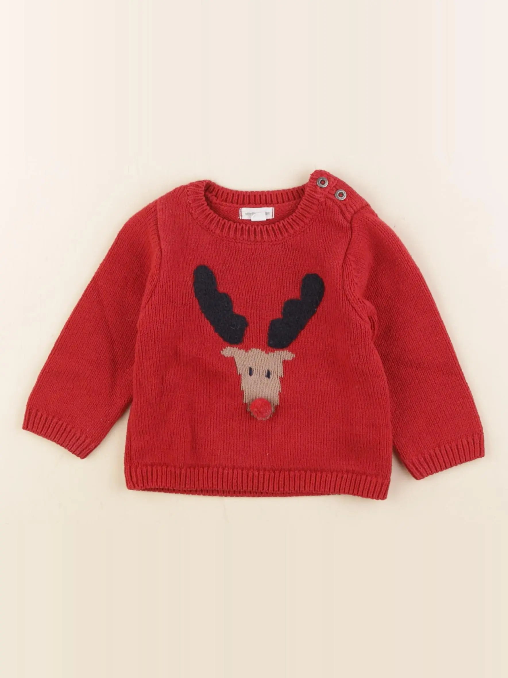 Vertbaudet - pull rouge - 9 mois