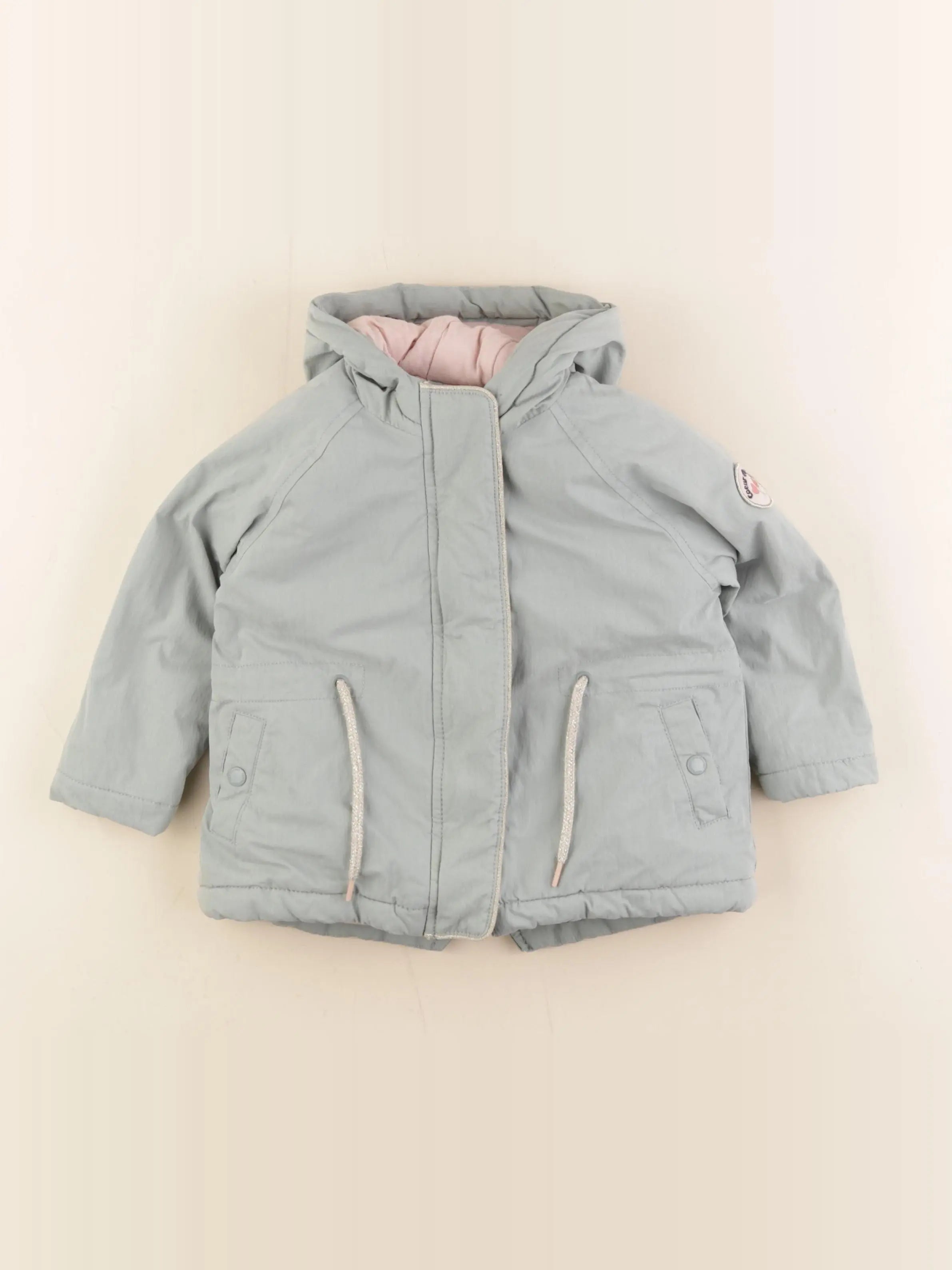 Vertbaudet - parka vert, or - 2 ans