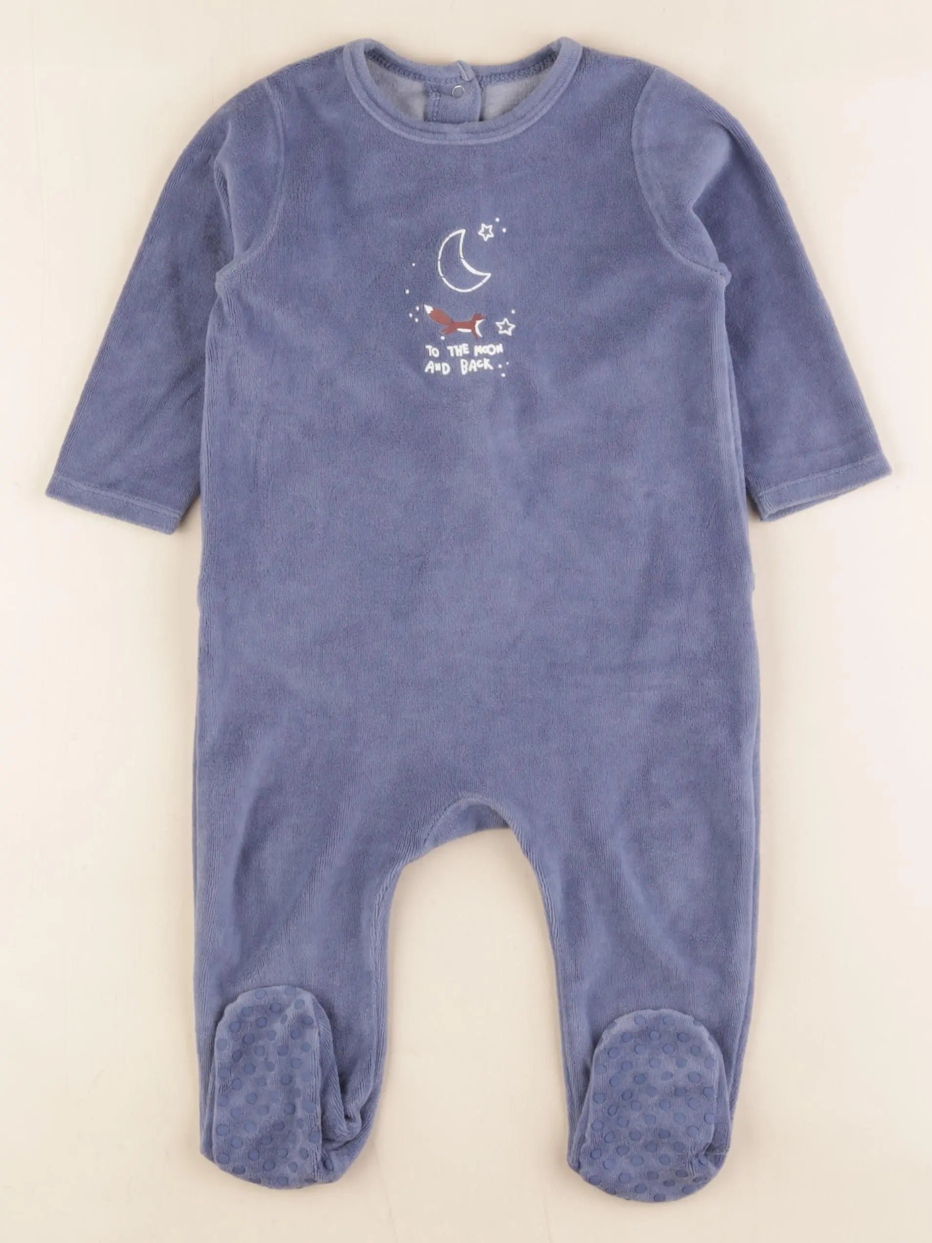 Vertbaudet - pyjama velours bleu - 12 mois