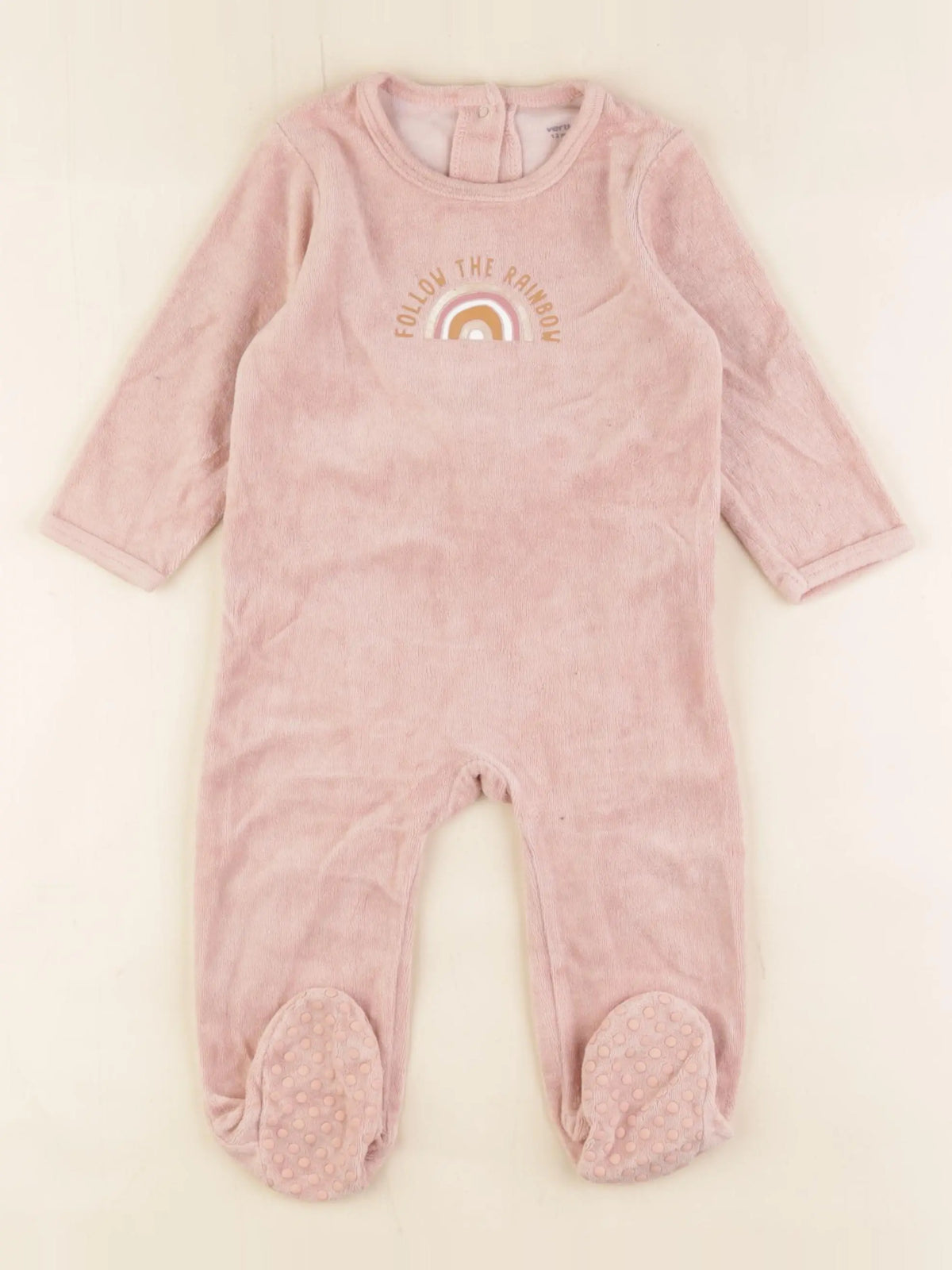 Vertbaudet - pyjama velours rose, or - 12 mois