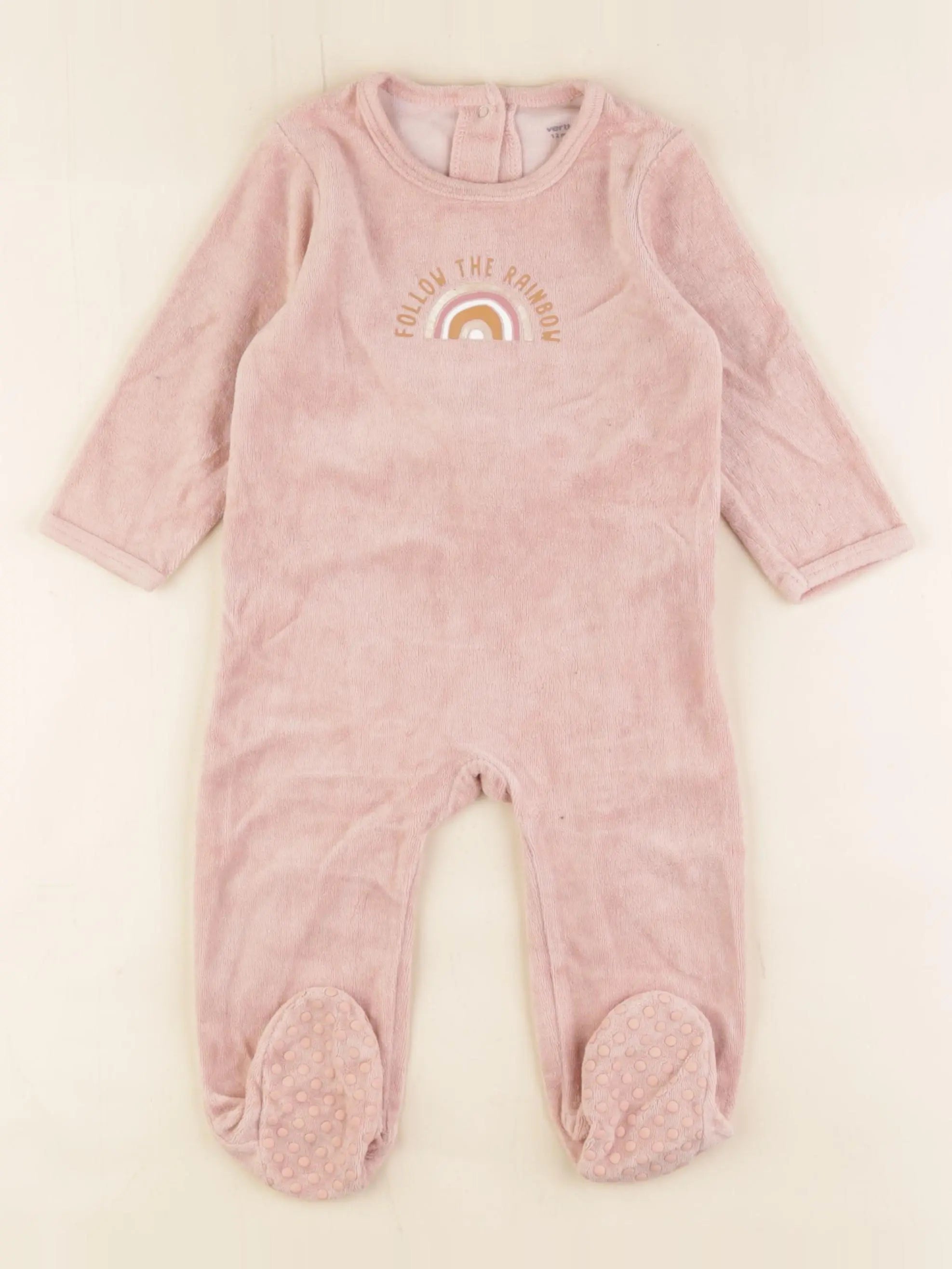 Vertbaudet - pyjama velours rose, or - 12 mois