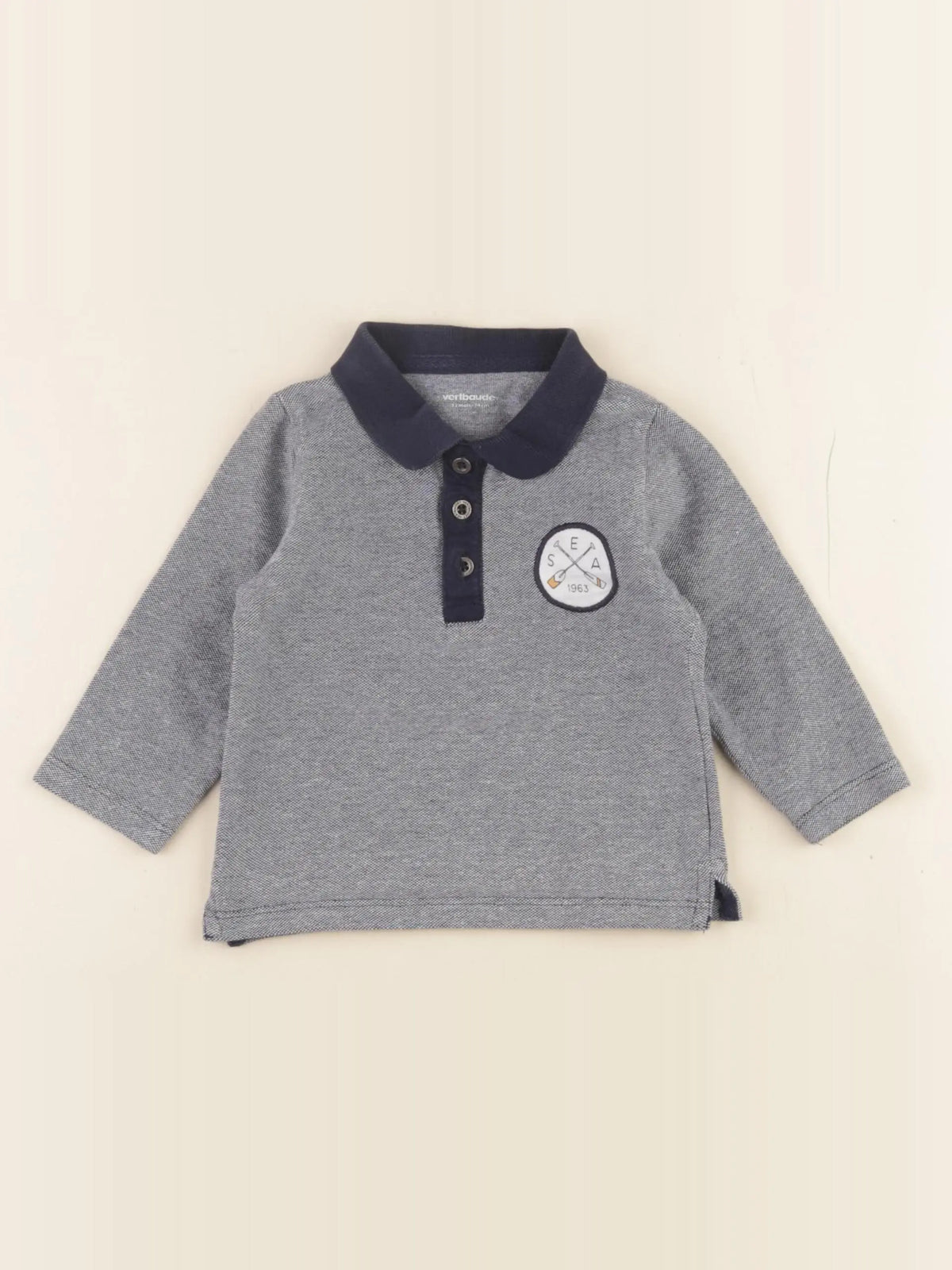 Vertbaudet - polo bleu - 12 mois