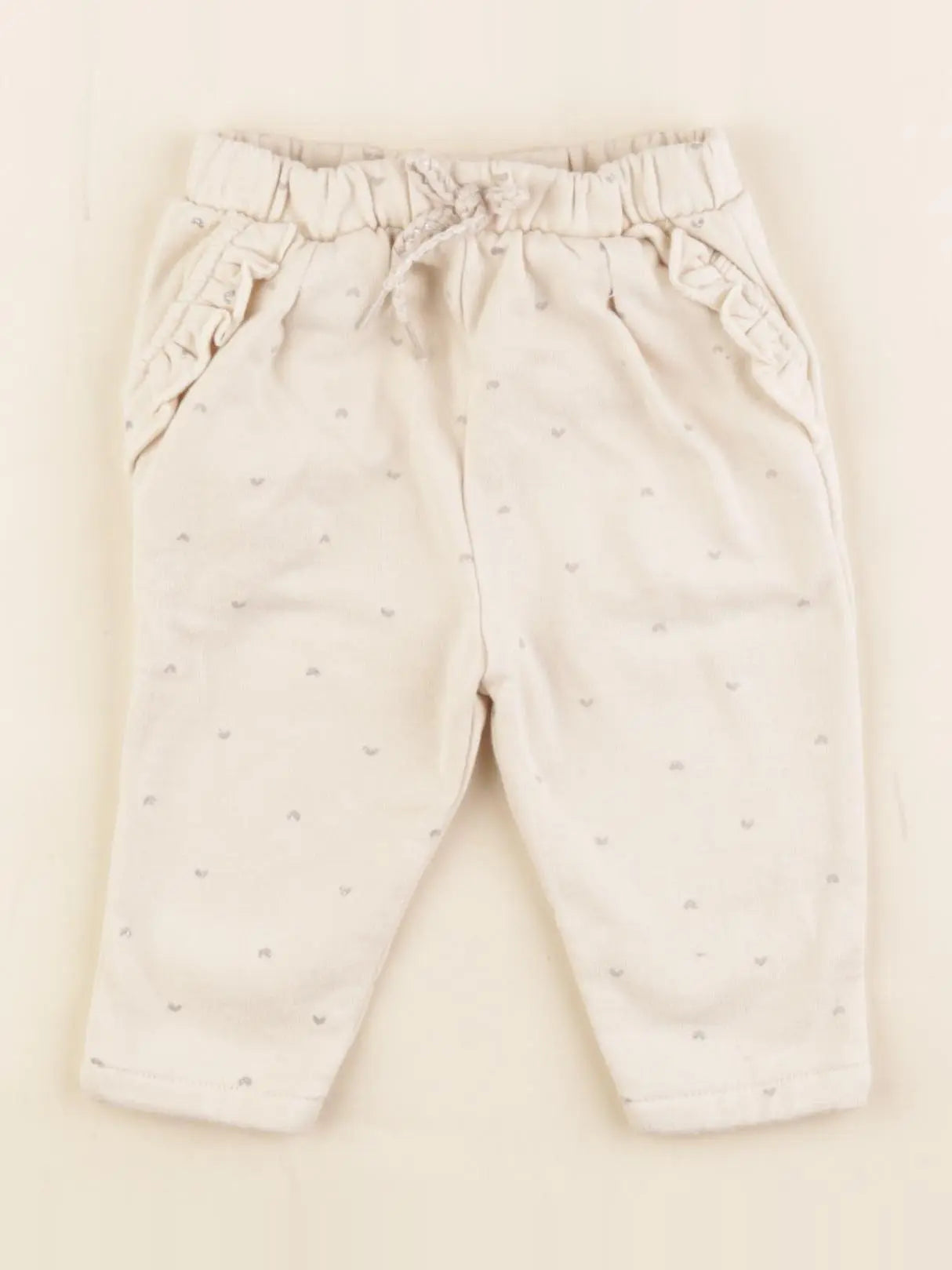 Vertbaudet - jogging beige, argent - 6 mois