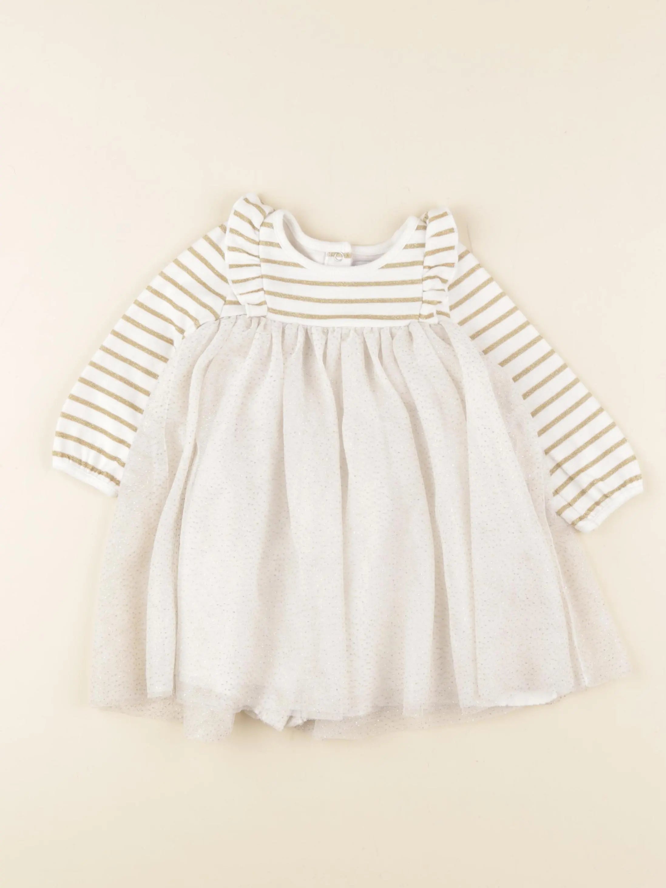 Petit Bateau - robe blanc, or - 12 mois