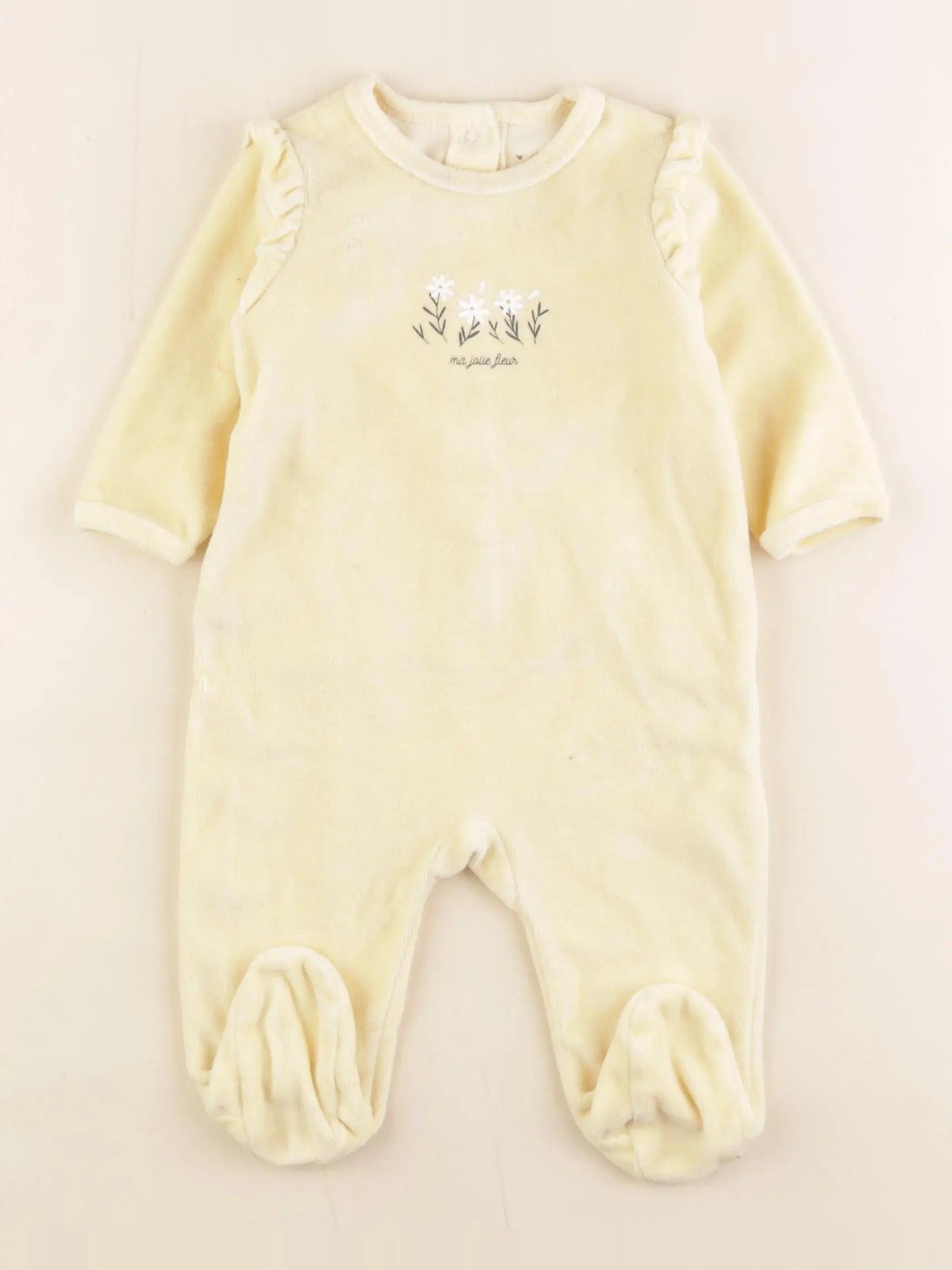 Vertbaudet - pyjama velours jaune - 6 mois