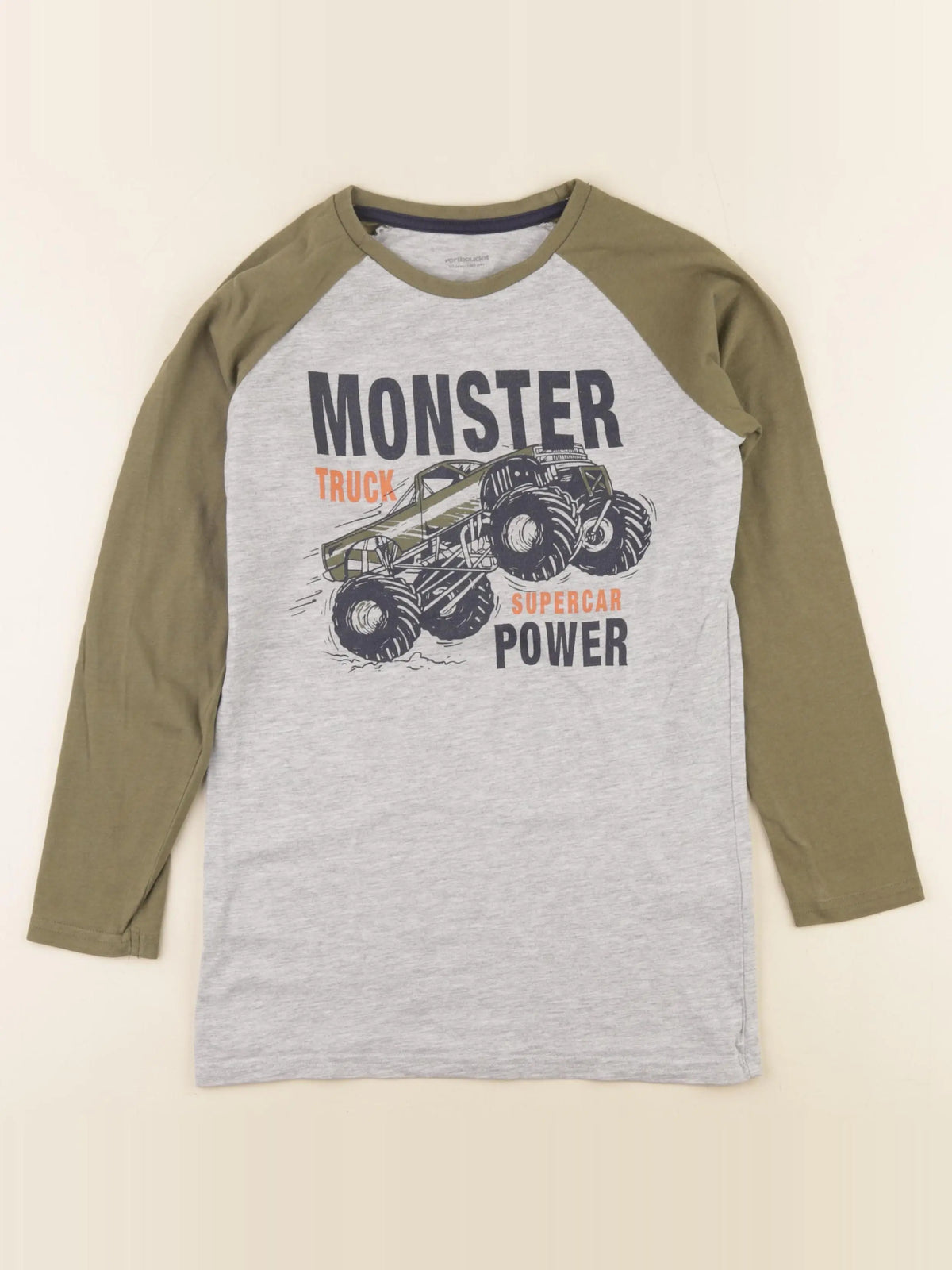 Vertbaudet - tee-shirt gris, vert - 10 ans