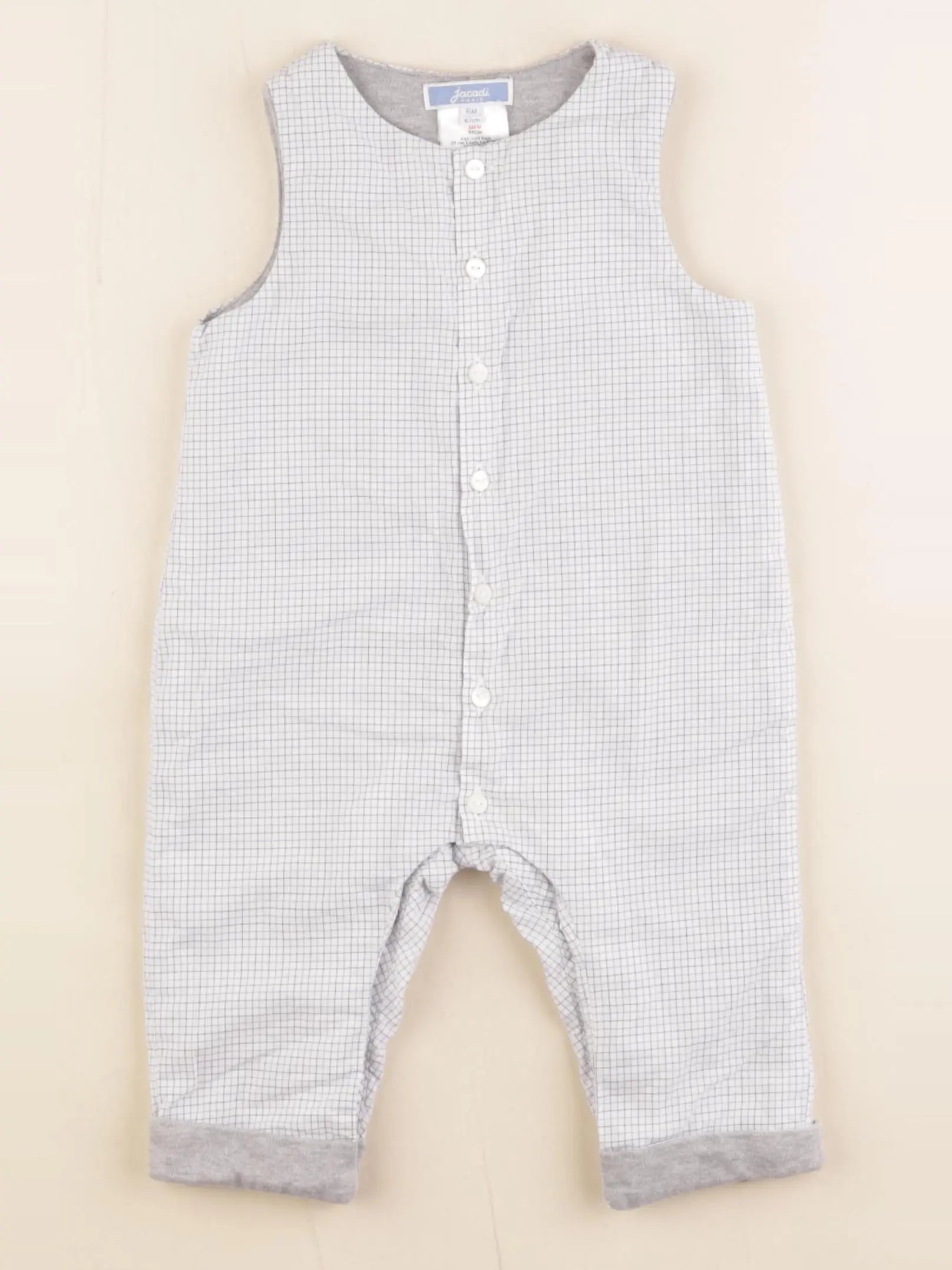 Jacadi - combinaison doublé blanc, bleu - 6 mois