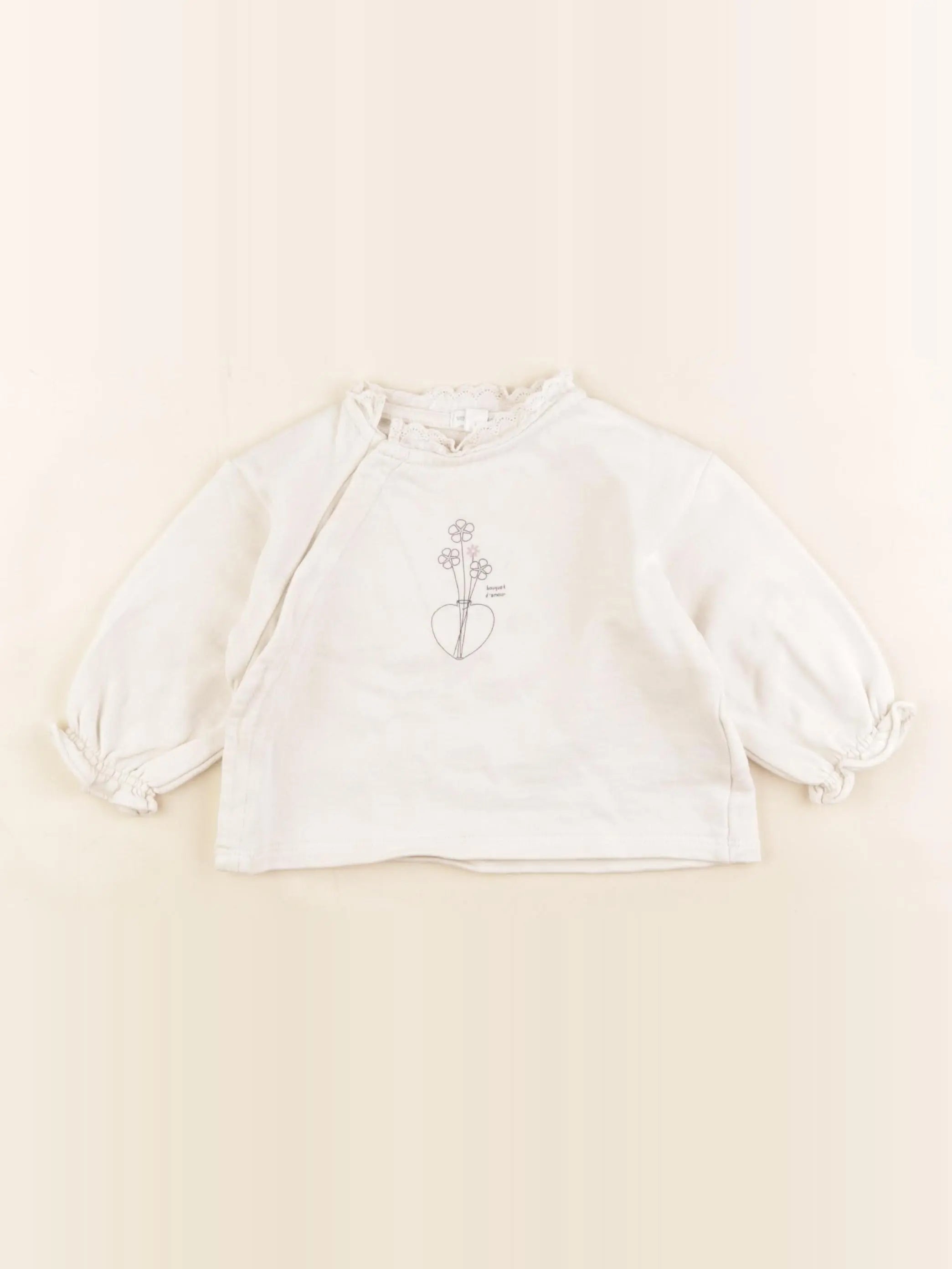Vertbaudet - sweat beige - 6 mois