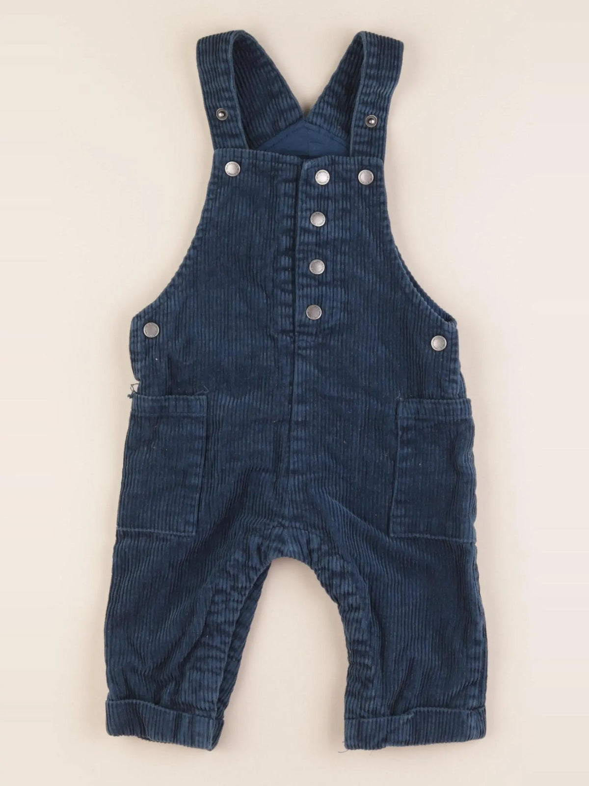 Vertbaudet - salopette doublé coton bleu - 9 mois