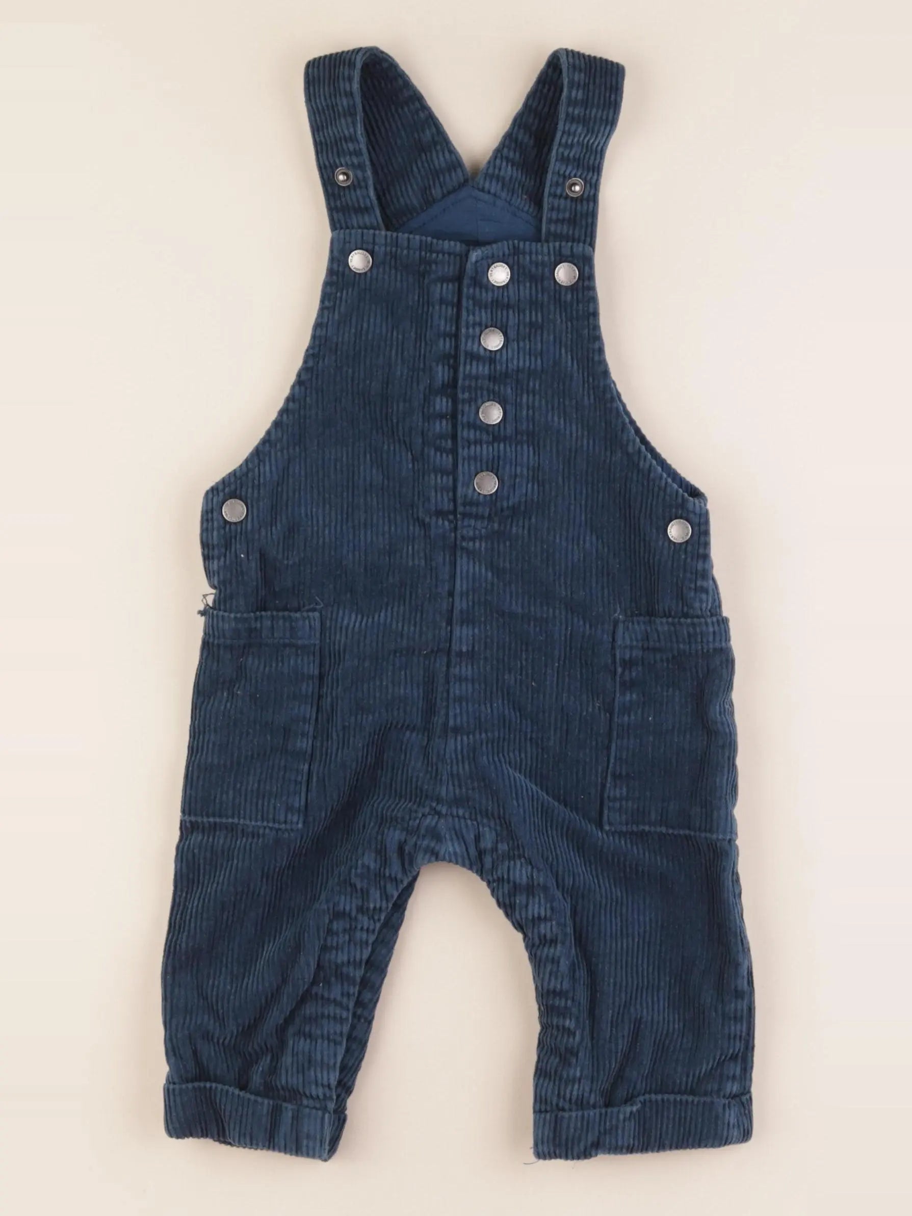 Vertbaudet - salopette doublé coton bleu - 9 mois