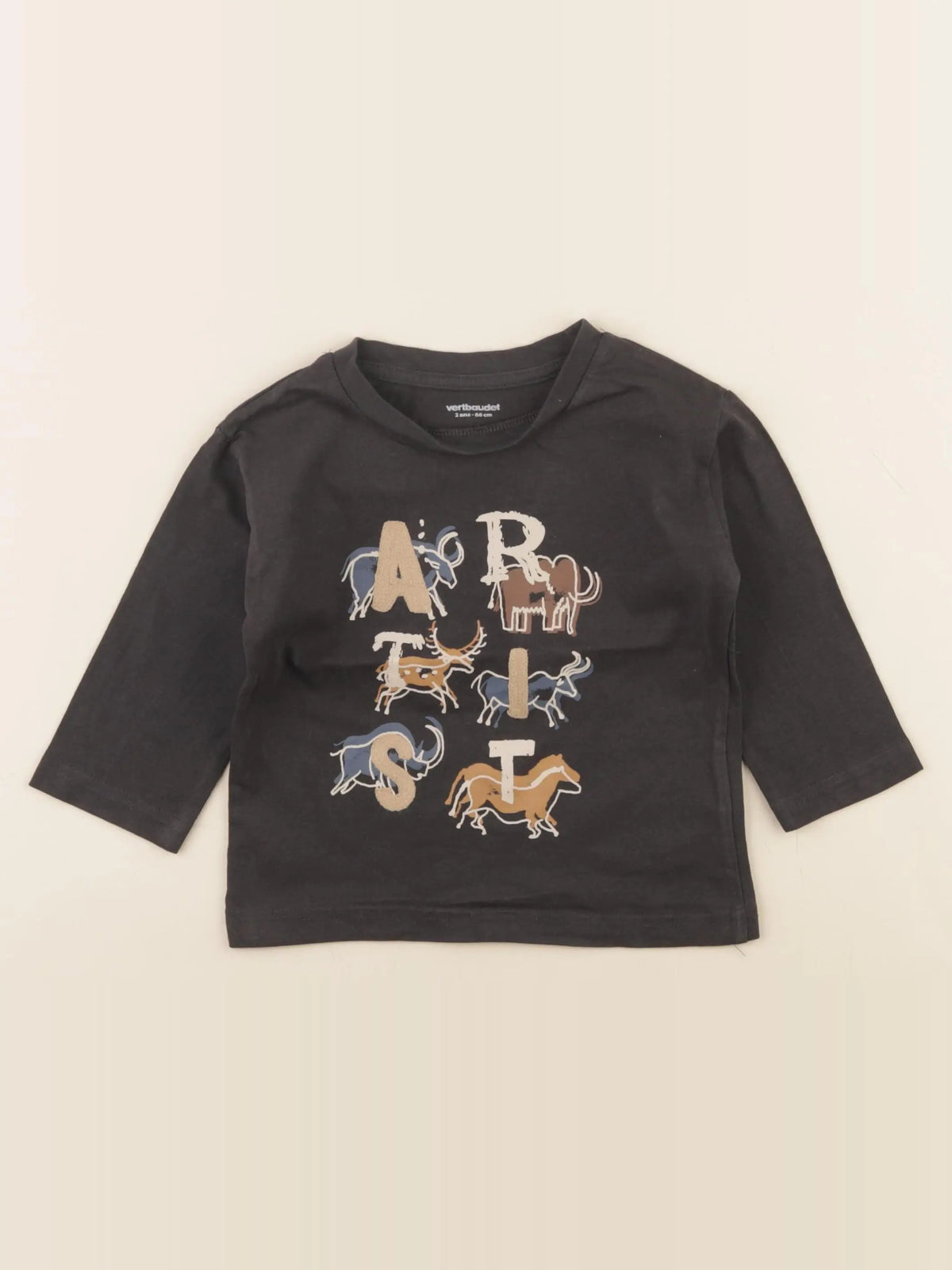 Vertbaudet - tee-shirt noir - 2 ans