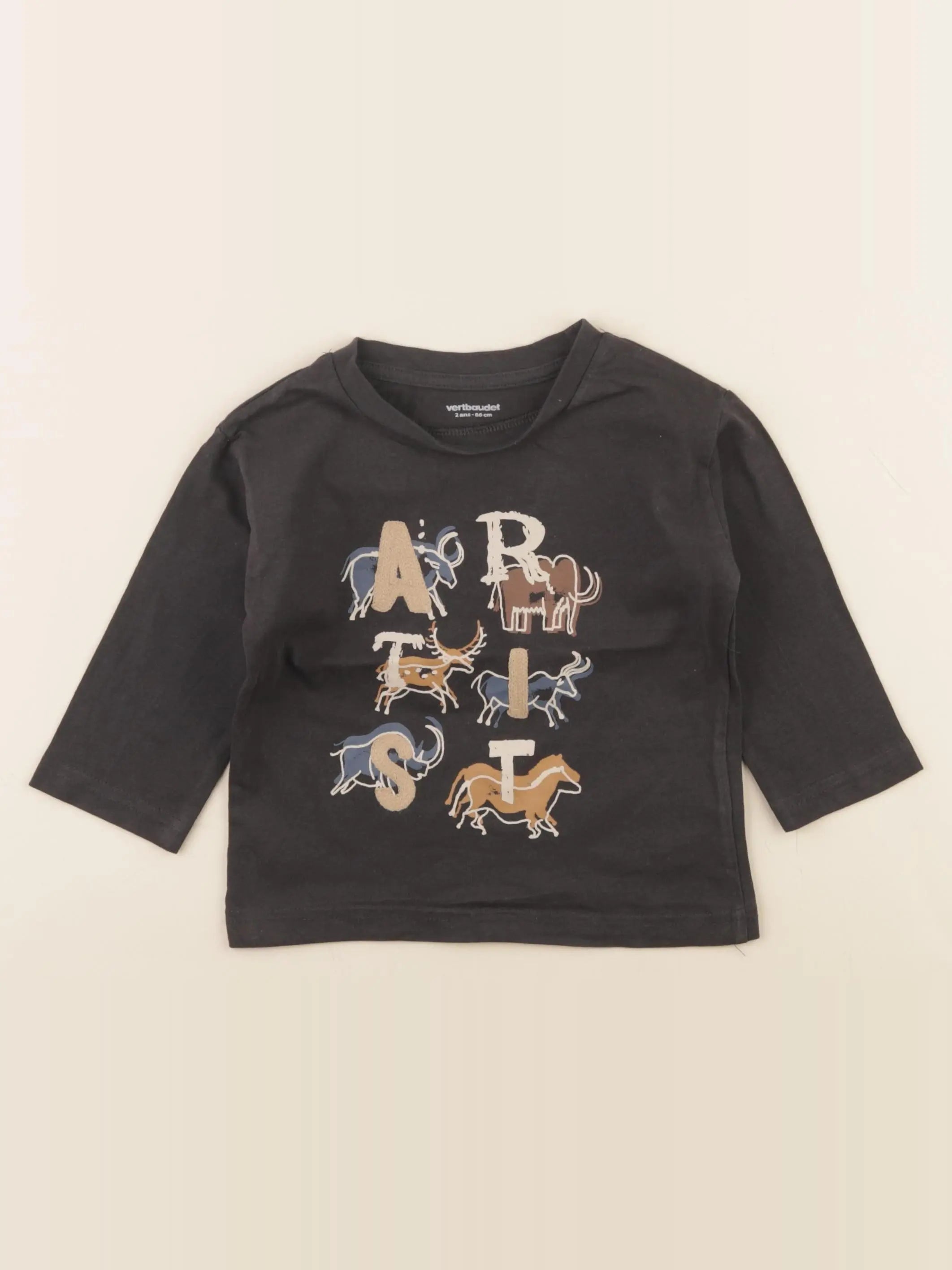 Vertbaudet - tee-shirt noir - 2 ans