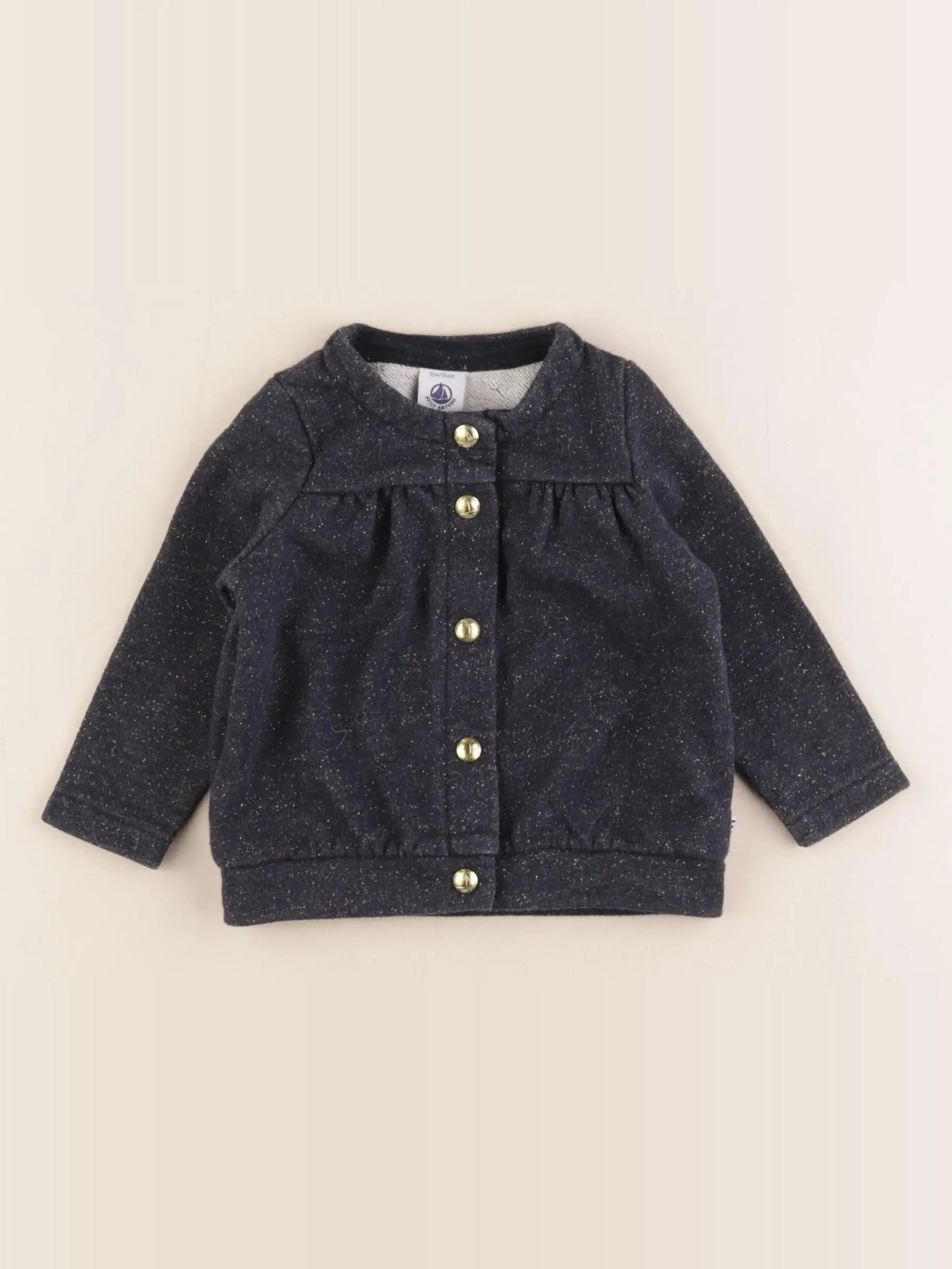Petit Bateau - sweat bleu, or - 12 mois