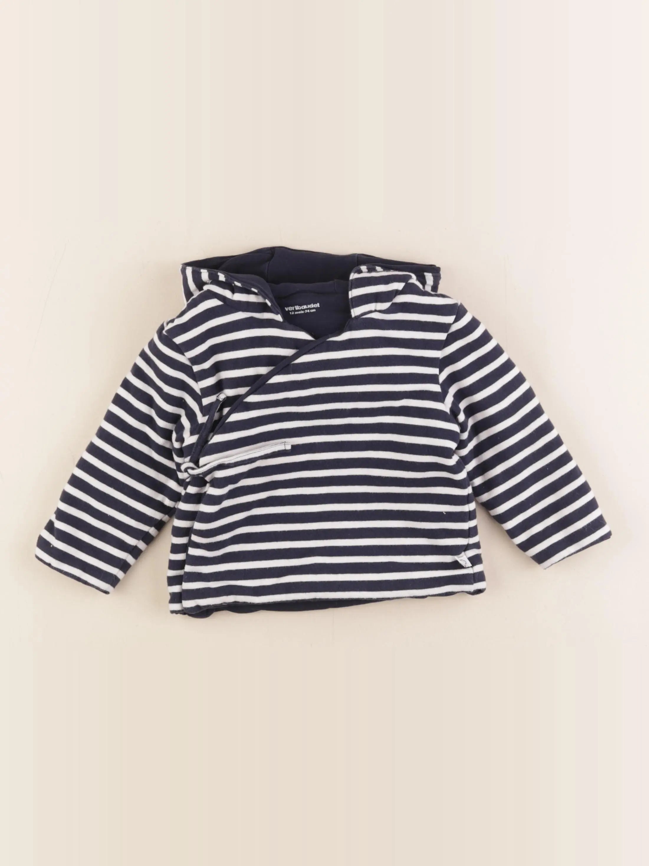 Vertbaudet - veste bleu, blanc - 12 mois