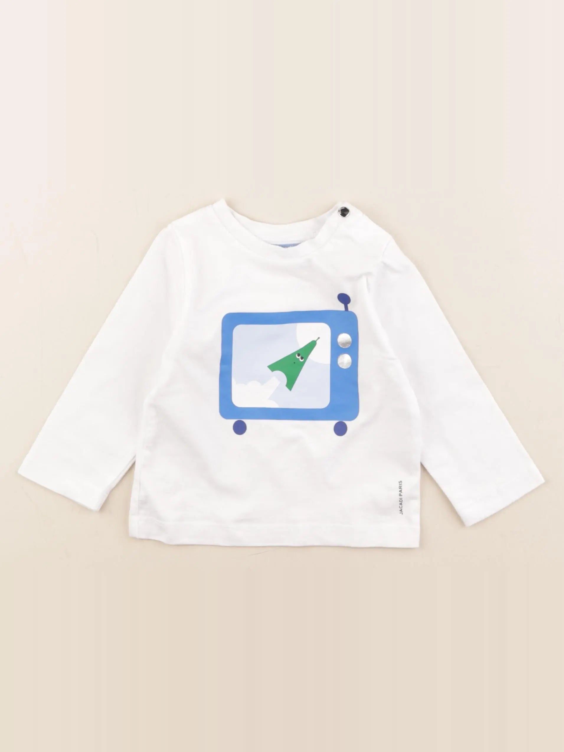 Jacadi - tee-shirt blanc, bleu - 12 mois