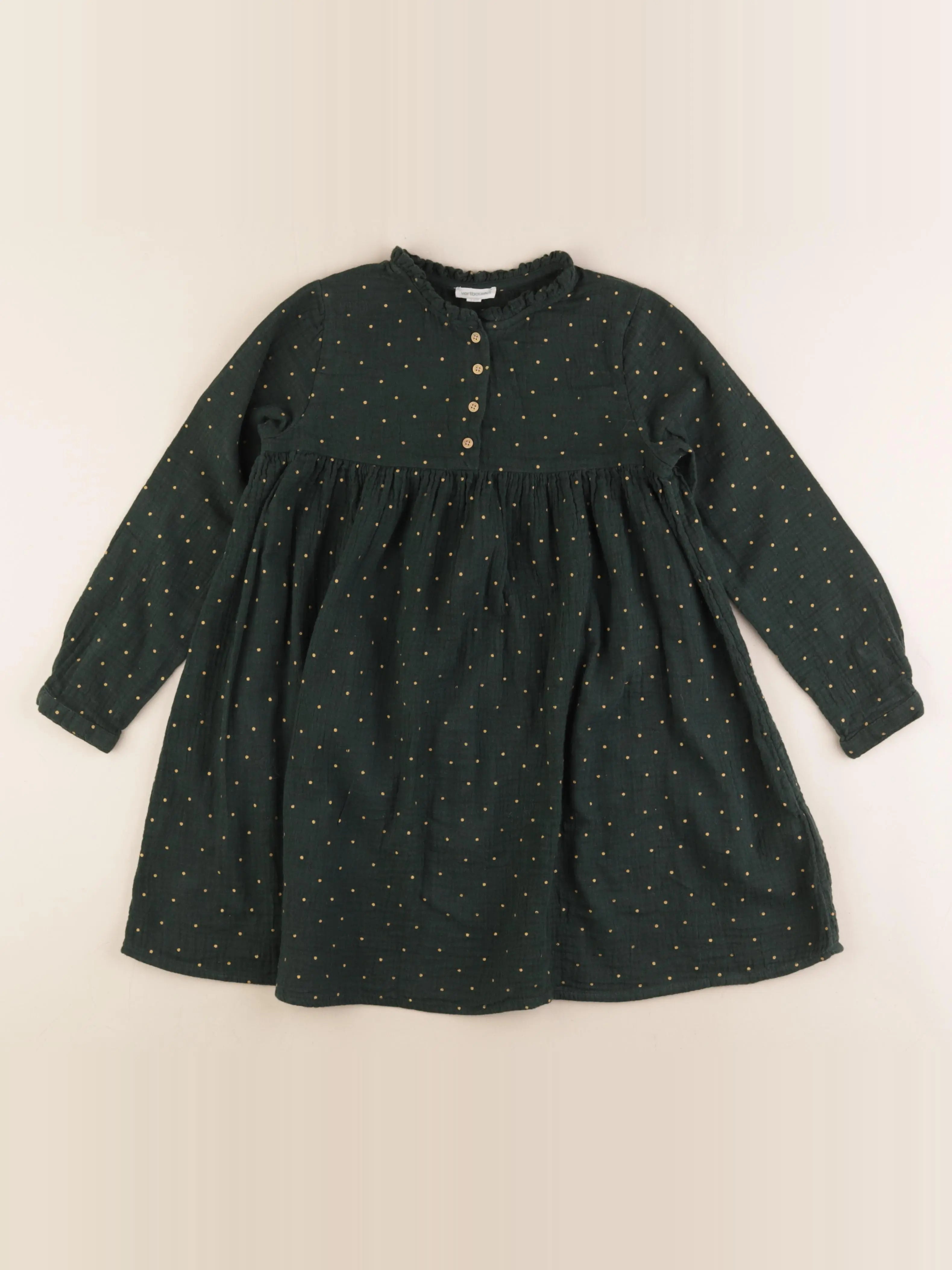 Vertbaudet - robe vert, or - 8 ans