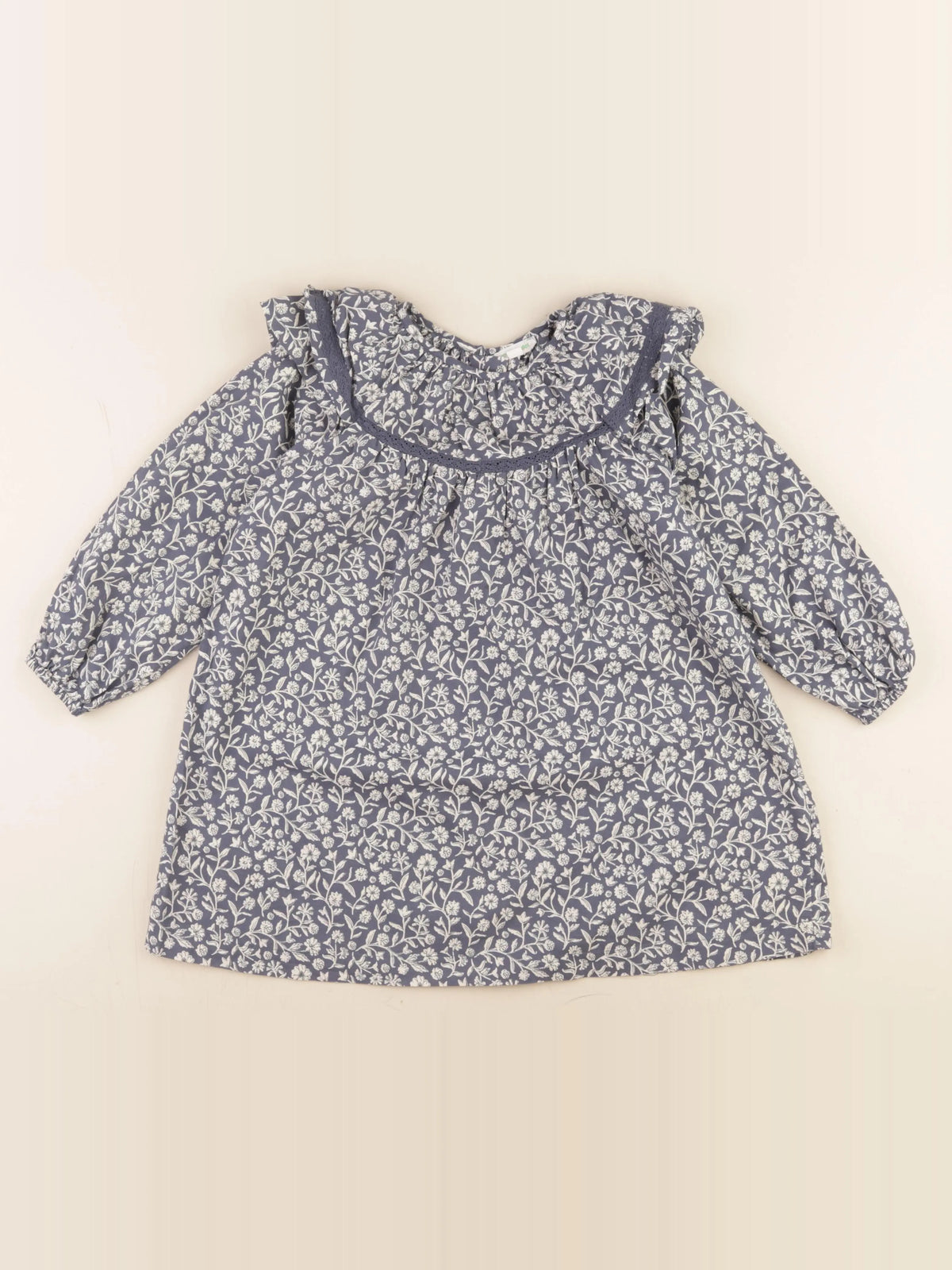Vertbaudet - robe beige, bleu - 5 ans