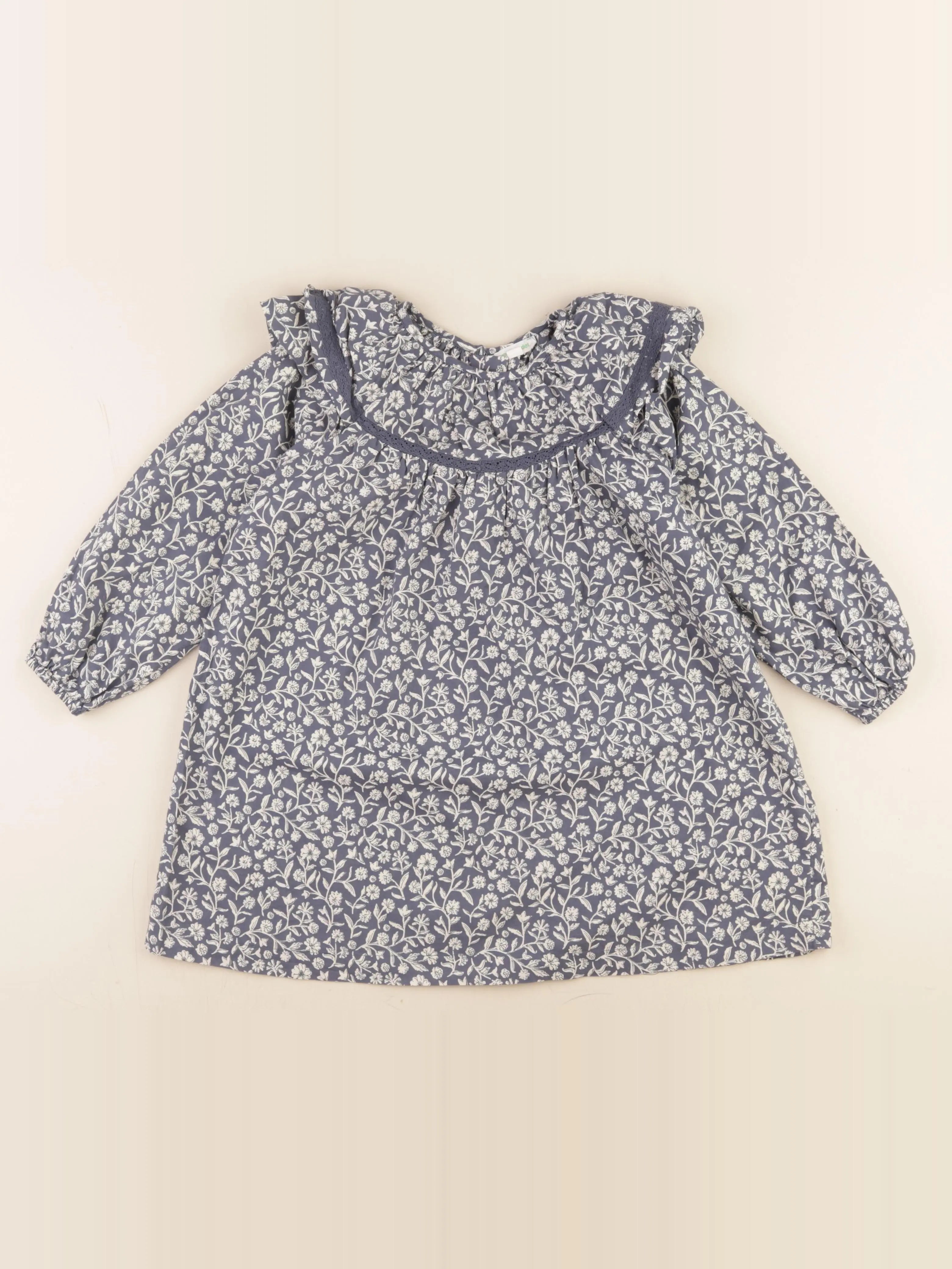 Vertbaudet - robe beige, bleu - 5 ans