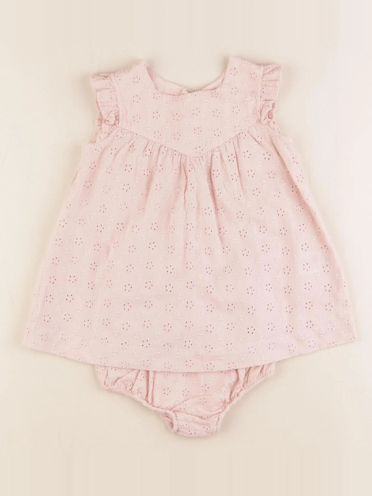 Petit Bateau - robe blanc, rose - 12 mois